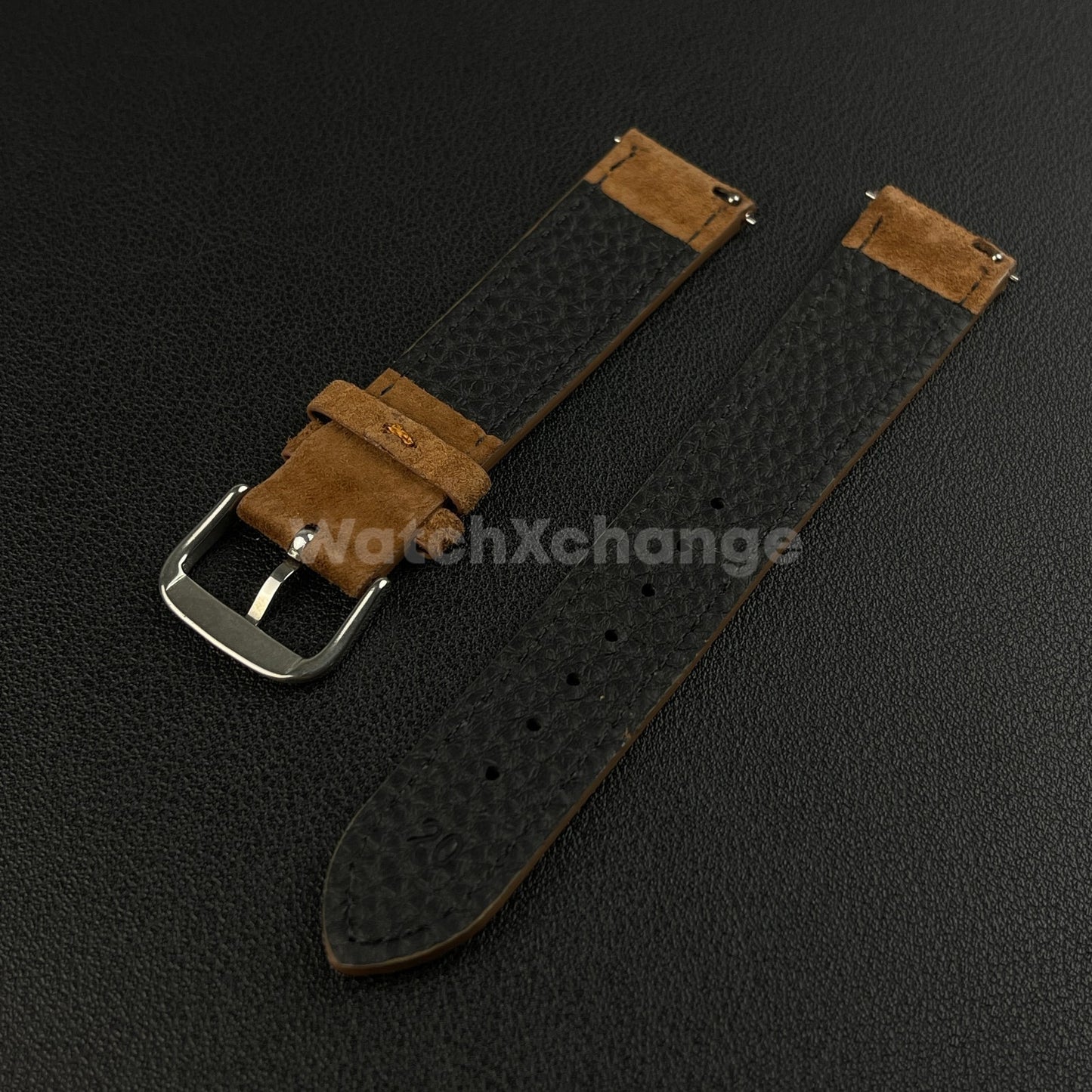 Dark Brown Watch Strap Suede Leather Premium Quick Release Band 18 19 20 22mm