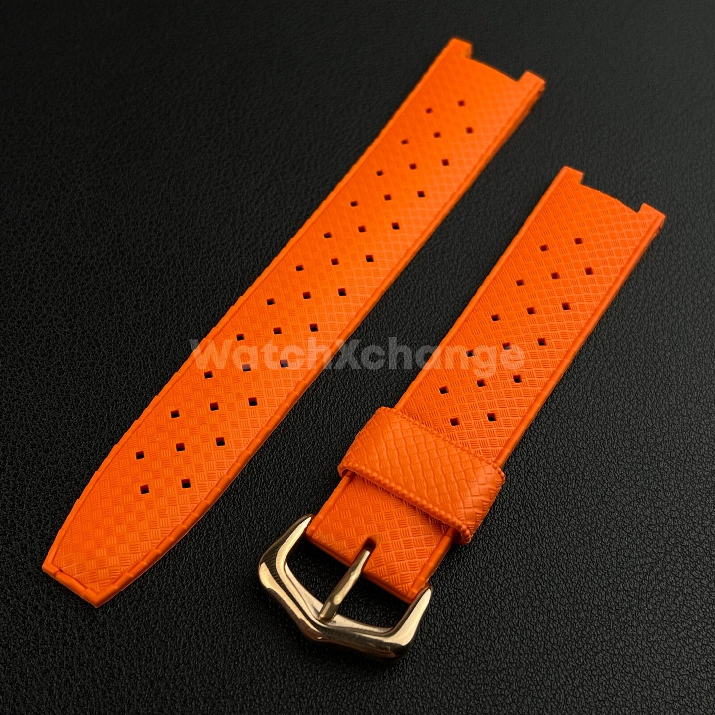 Orange Rubber Watch Straps Fit For Cartier Pasha Series Metal Buckle Watchband