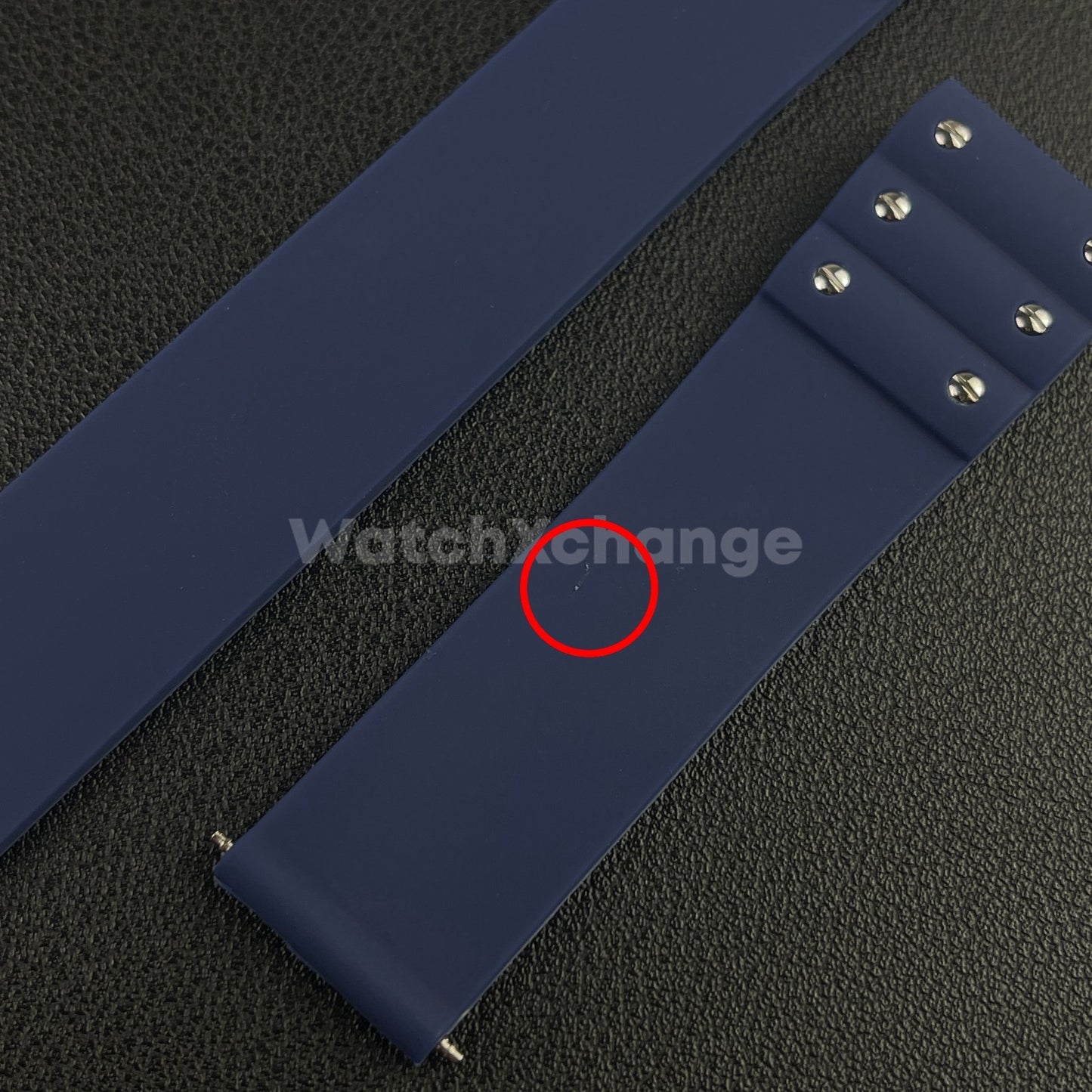 Blue 21mm Silicone Rubber Watch Strap For Cartier Santos