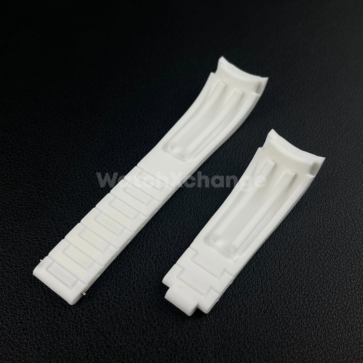 White 21mm 22mm Curved Rubber Strap for Rolex DAYTONA SUBMARINER Yacht-Master
