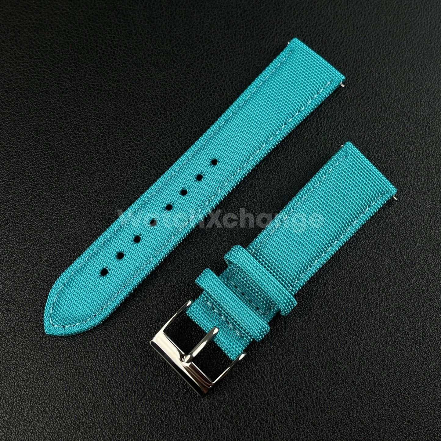 Teal Blue Watch Strap Band Nylon Canvas Sailcloth Quick Release 20mm 22mm 24mm