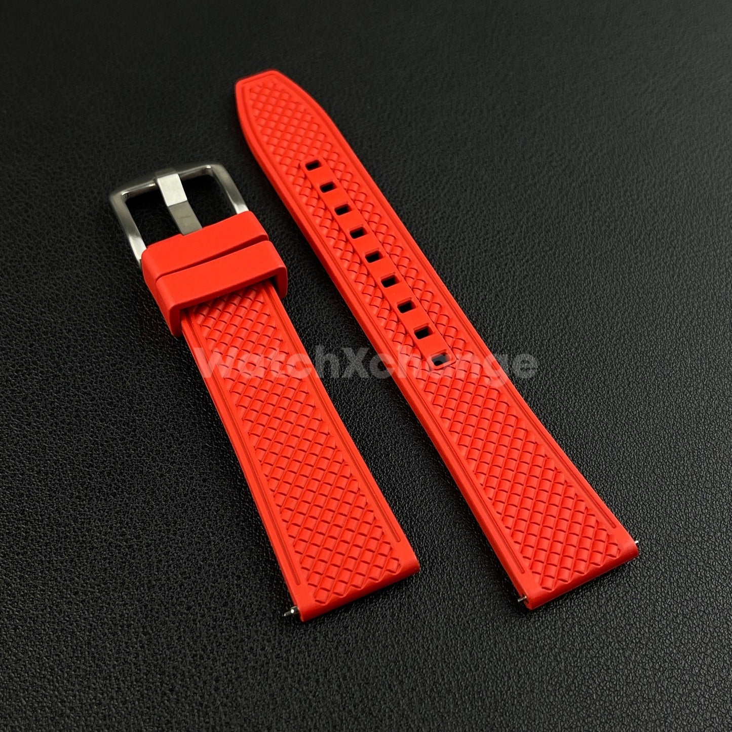 Red Premium Waffle FKM Rubber Watch Strap Band 20mm 22mm Quick Release