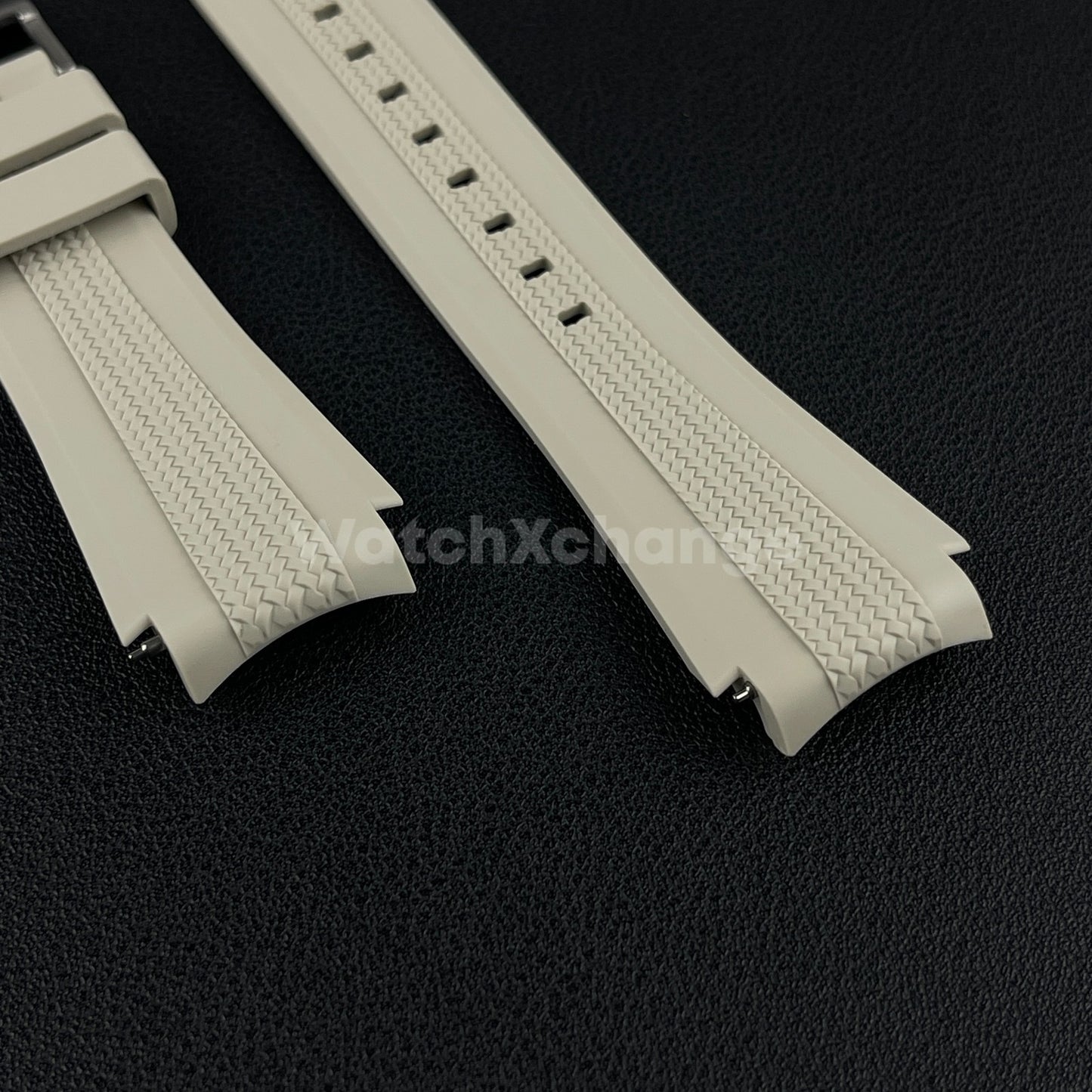 Beige 20mm Silicone Rubber Curved End Watch Strap Band For Omega Rolex