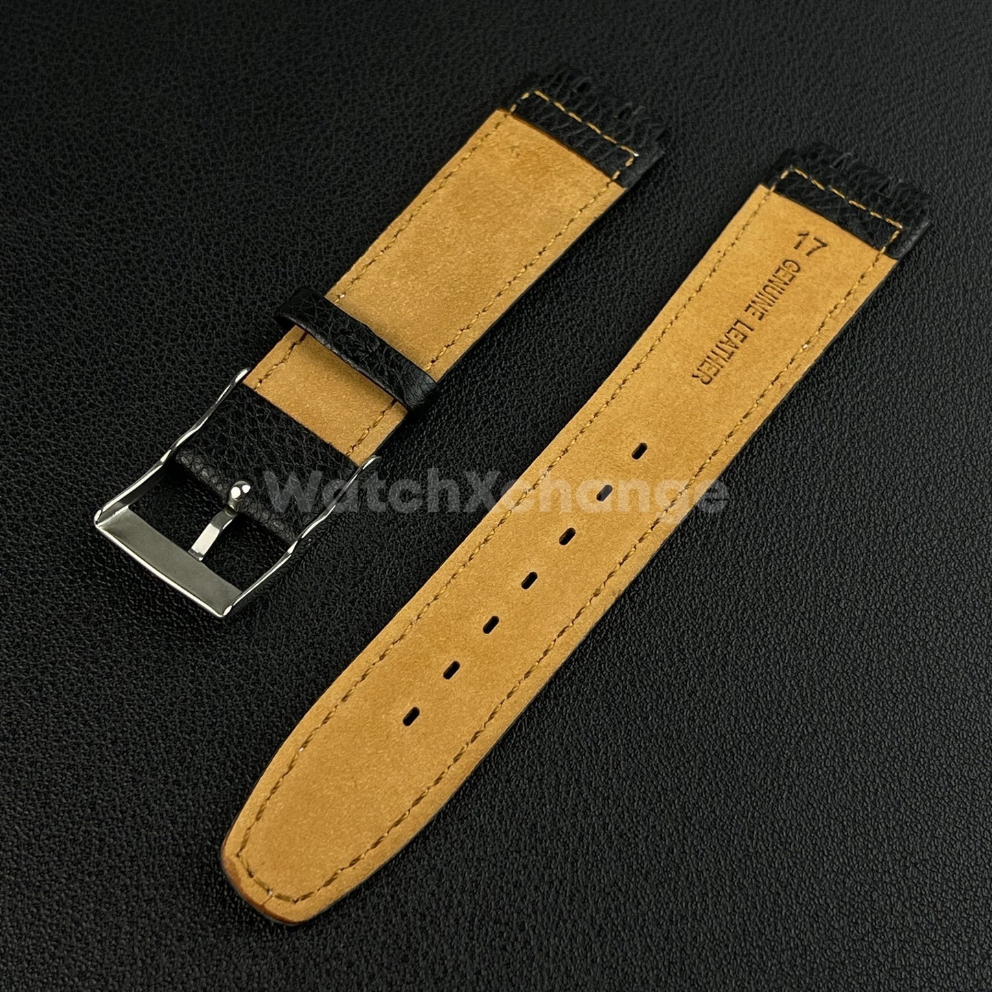 Black Genuine Leather Watch Band Strap 17mm for SWATCH YCS YAS YGS