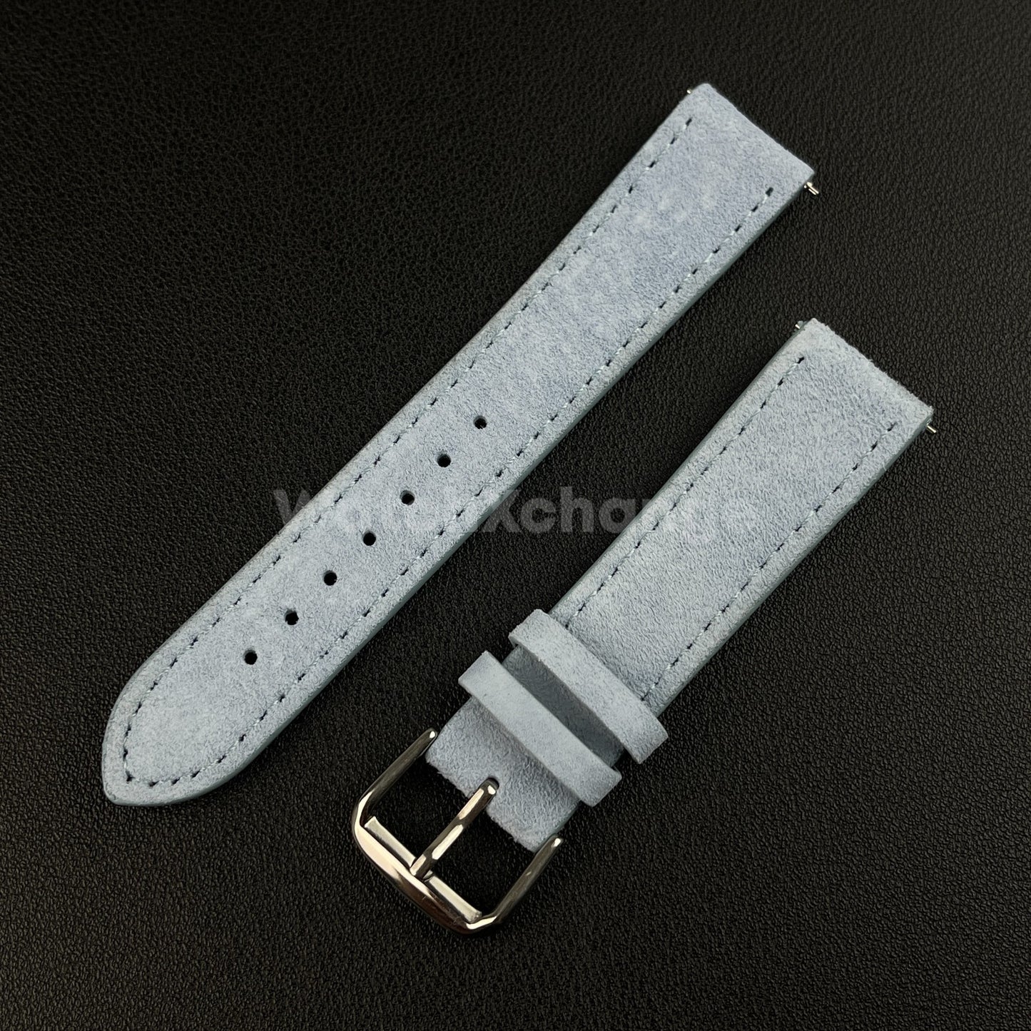 Light Blue Watch Strap Suede Leather Premium Quick Release Band 18 19 20 22mm