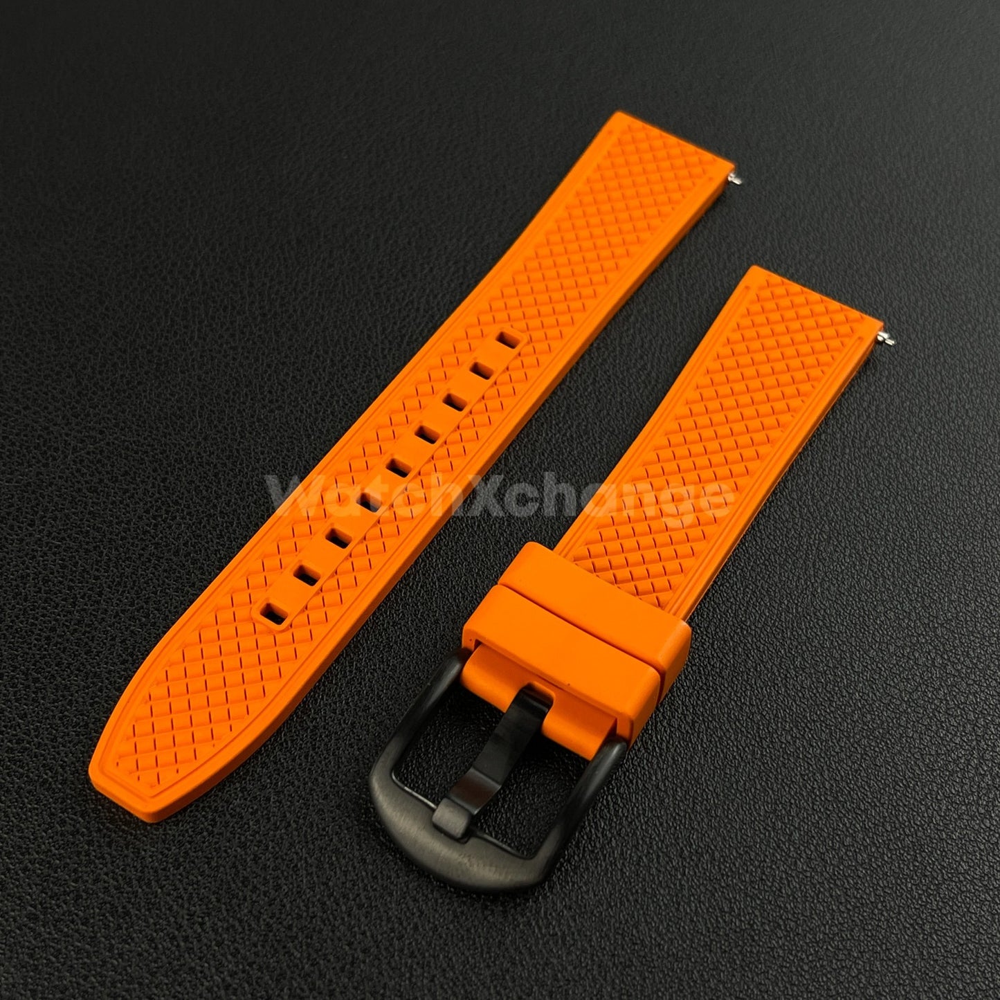 Orange Premium Waffle FKM Rubber Watch Strap Band 20mm 22mm Quick Release