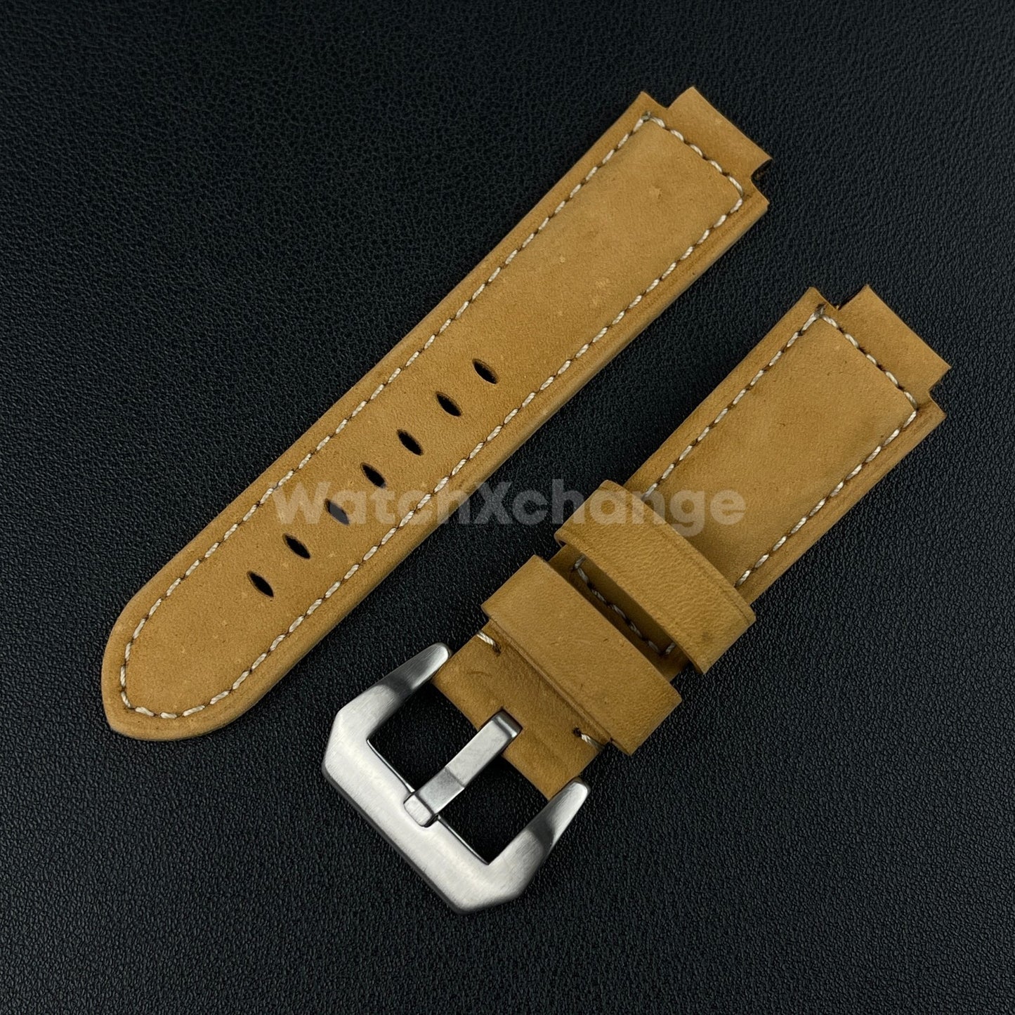 Khaki Frosted Leather Watch Strap for Timex Tidal Compass T2N72 T2N720 14mm 16mm