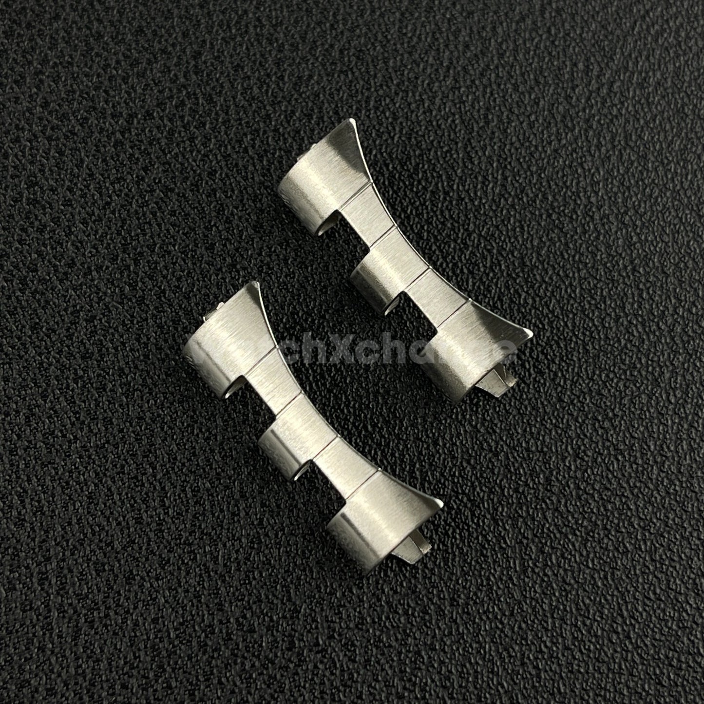 2 Piece Silver Curved End Links For Seiko SK009 SK007 Wristwatch Band Strap