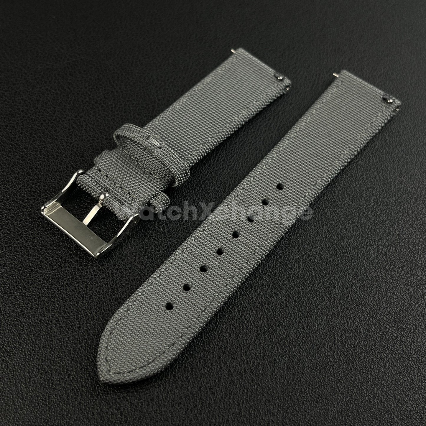 Grey Watch Strap Band Nylon Canvas Sailcloth Quick Release 20mm 22mm 24mm