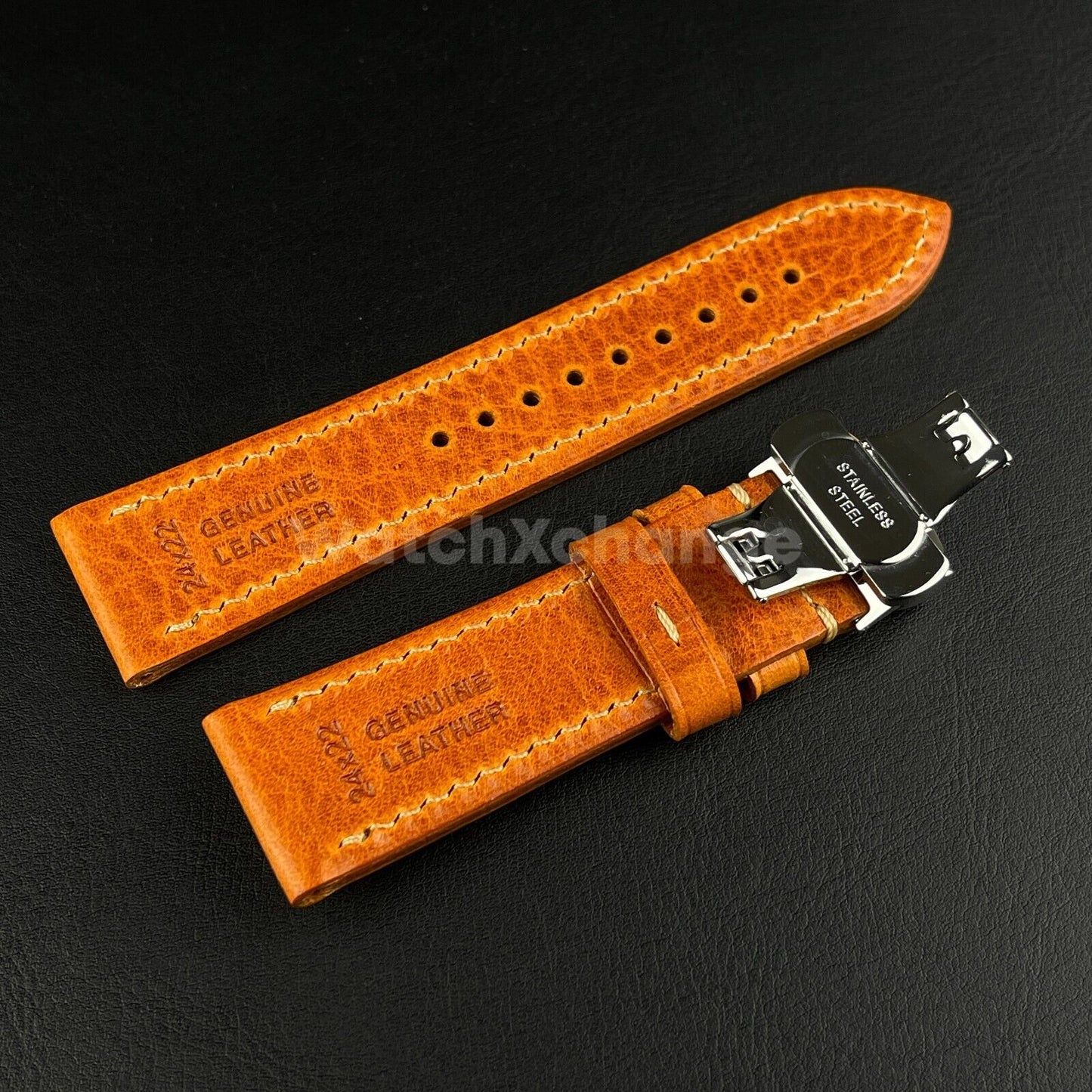 Mens Genuine Light Brown Leather Watch Strap Band for PANERAI FOSSIL 20, 22 24mm