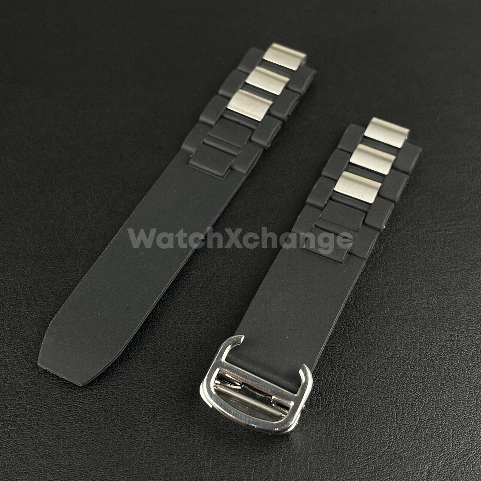 20mm 10mm Black Rubber Wrist Watch Band Strap For Cartier 21 Chronoscaph