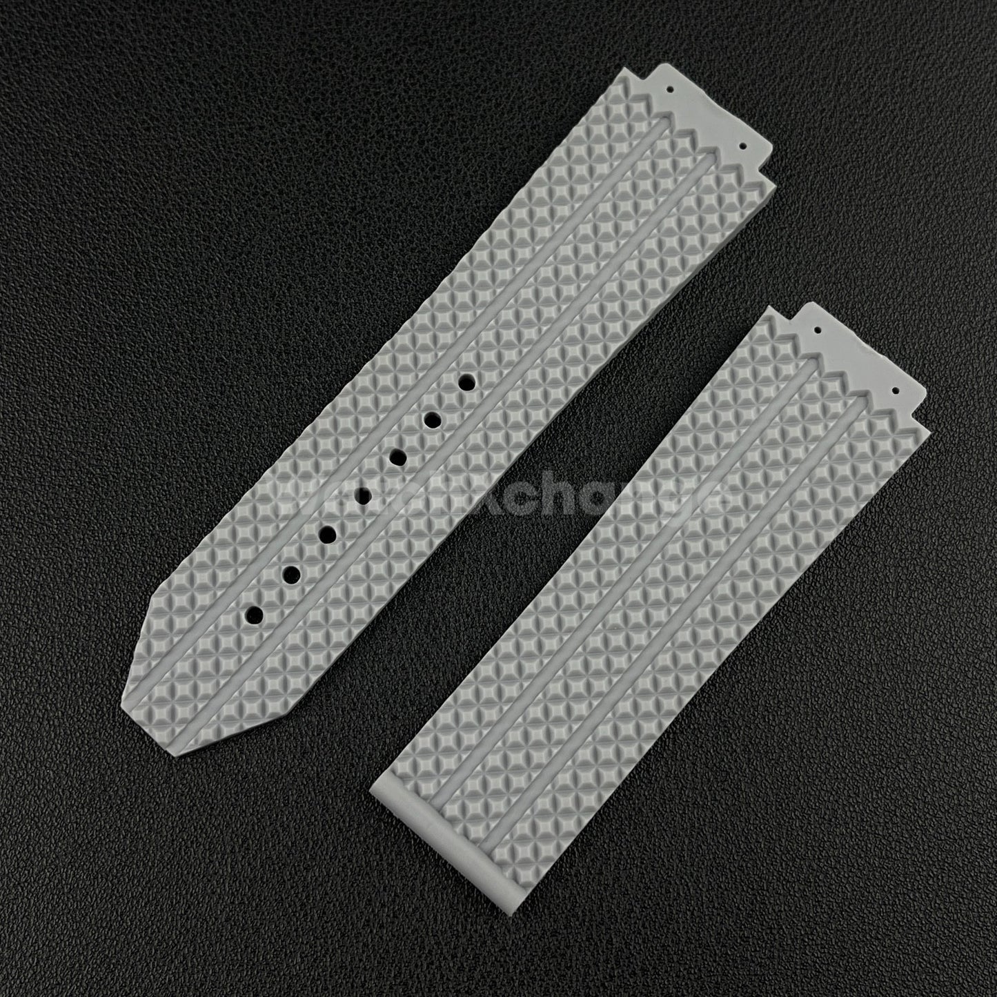 Grey Rubber Silicone Watch Strap Waterproof 26*19mm Fit HUBLOT BIG BANG Yubo
