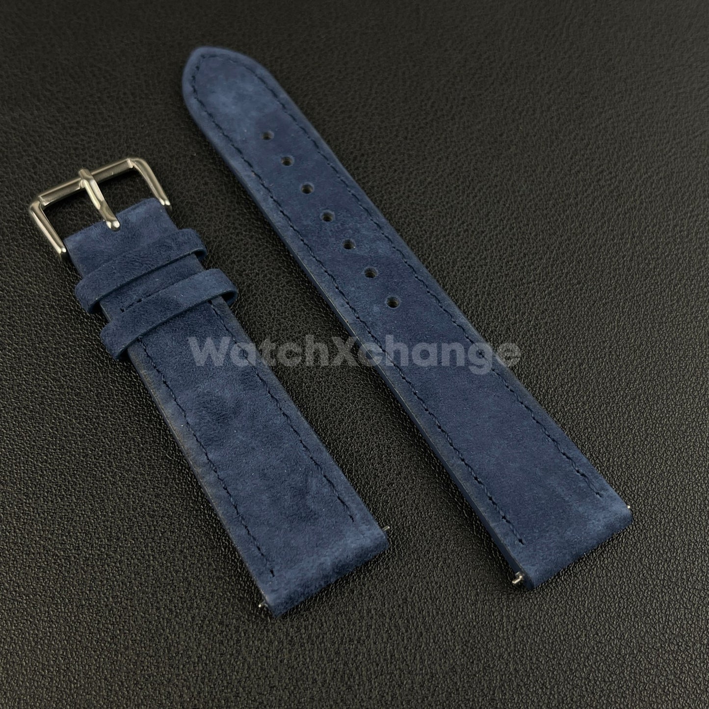 Navy Blue Watch Strap Suede Leather Premium Quick Release Band 18 19 20 22mm