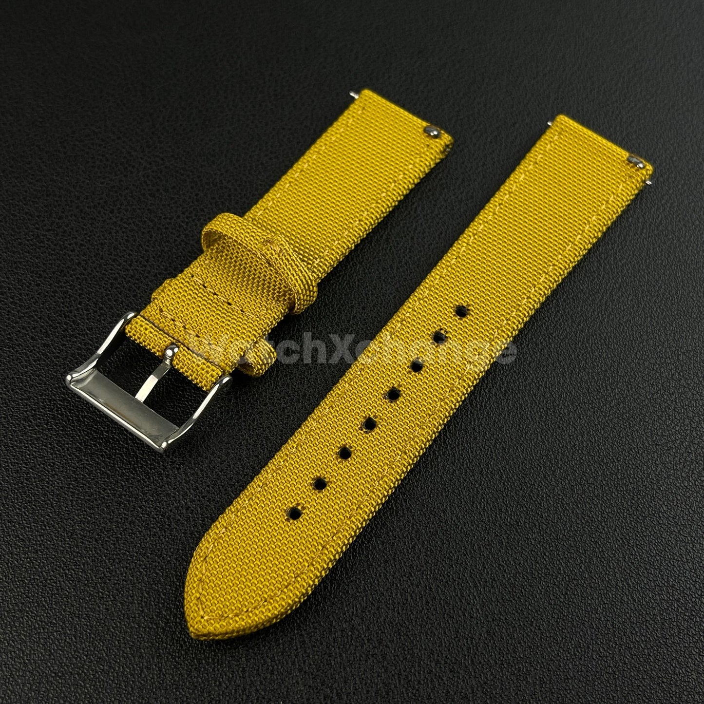 Yellow Watch Strap Band Nylon Canvas Sailcloth Quick Release 20mm 22mm 24mm