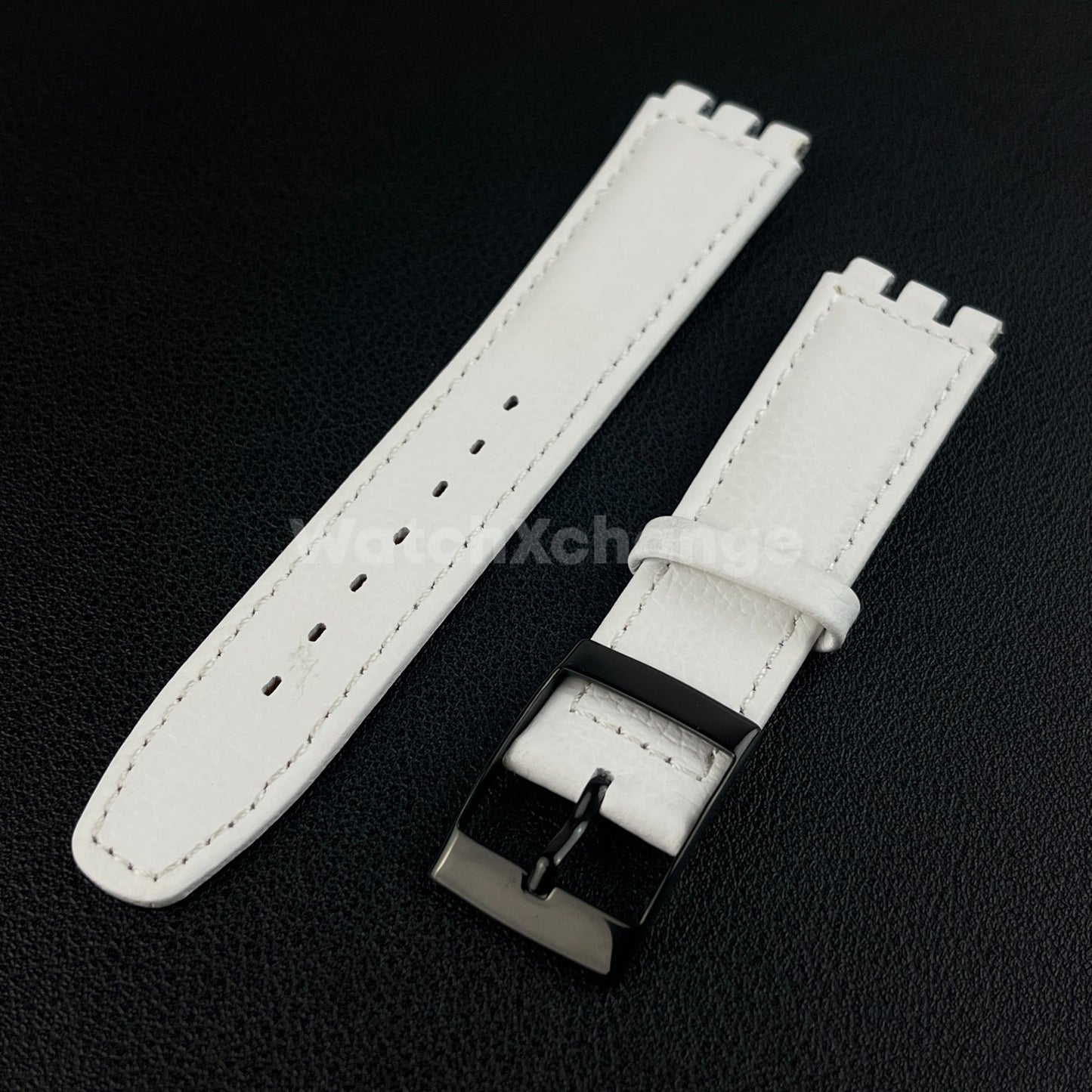 White Genuine Leather Watch Band Strap 17mm for SWATCH YCS YAS YGS