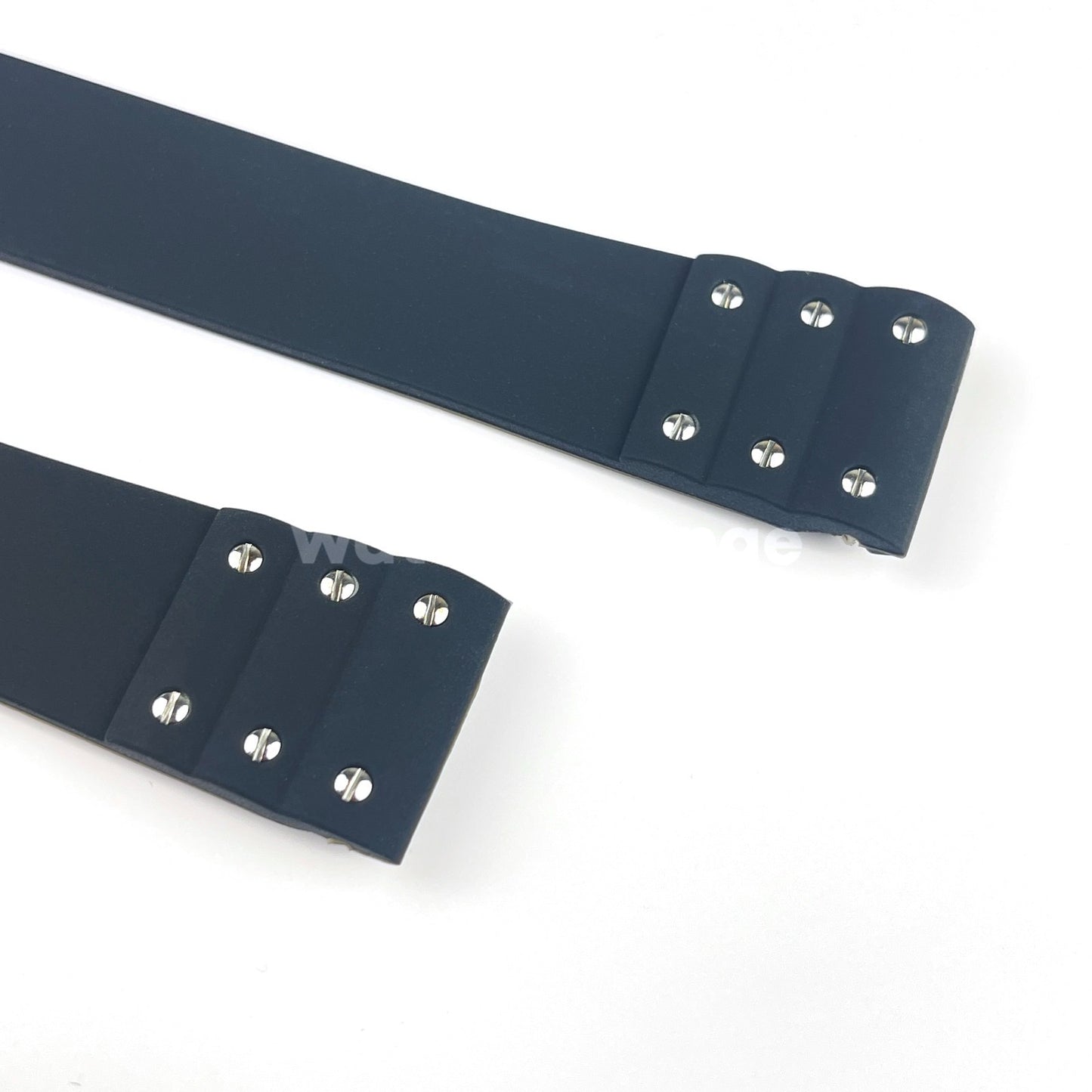 Black 21mm Silicone Rubber Watch Strap For Cartier Santos