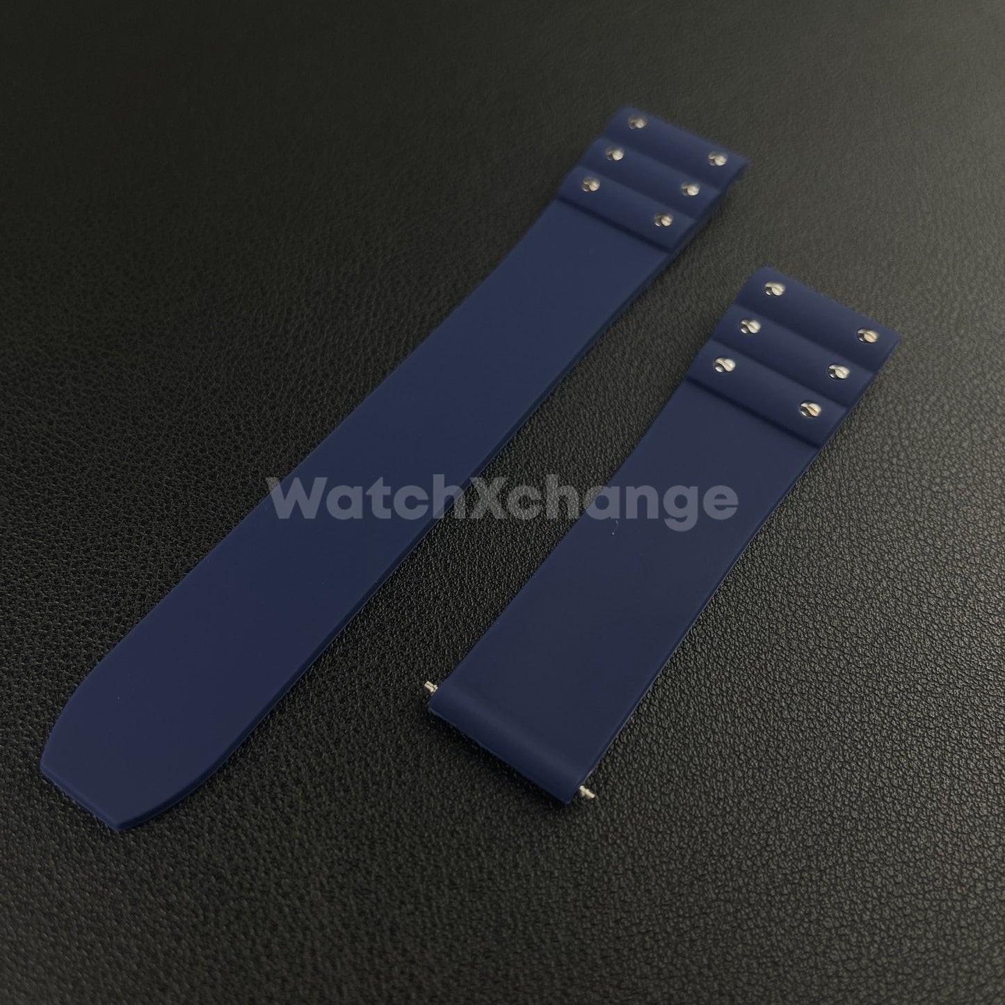 Blue 21mm Silicone Rubber Watch Strap For Cartier Santos