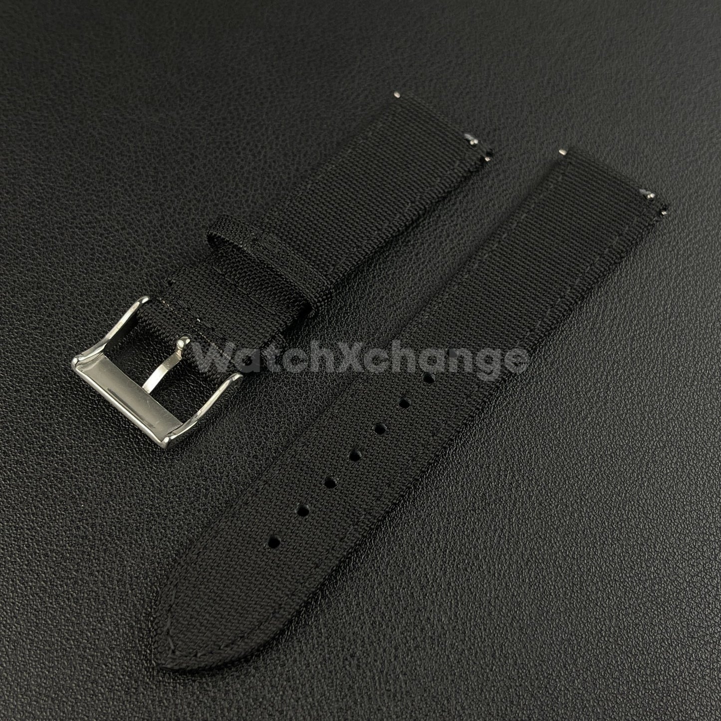 Black Watch Strap Band Nylon Canvas Sailcloth Quick Release 20mm 22mm 24mm