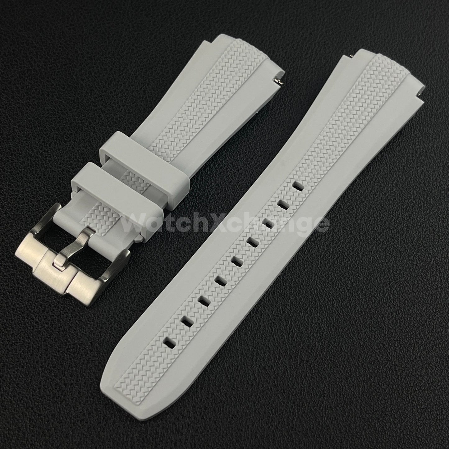 Light Grey 20mm Silicone Rubber Curved End Watch Strap Band For Omega Rolex