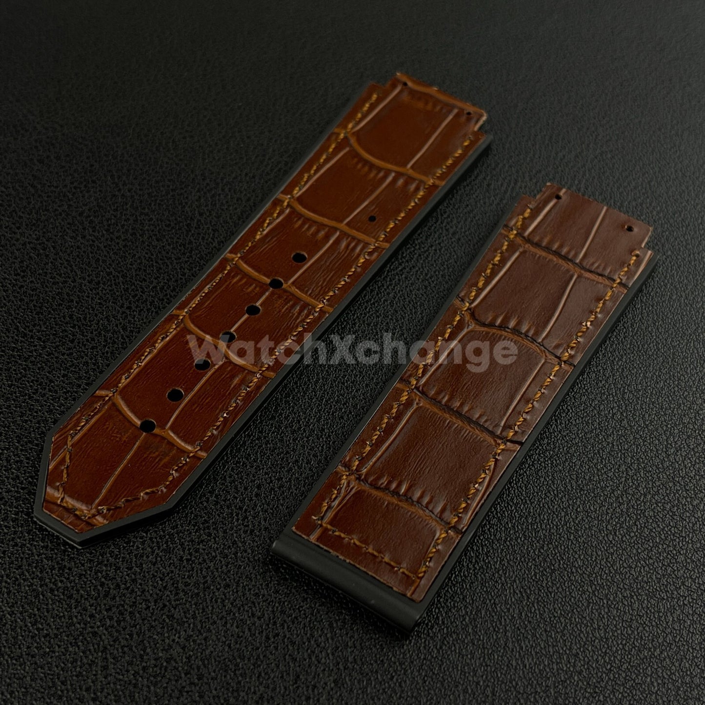 Brown Leather Watch Strap Band 26*19mm Fit HUBLOT BIG BANG