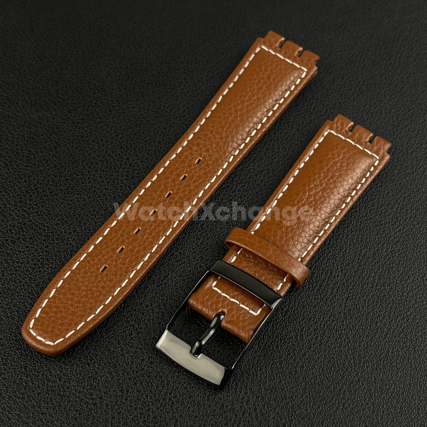 Brown Genuine Leather Watch Band Strap 17mm for SWATCH YCS YAS YGS