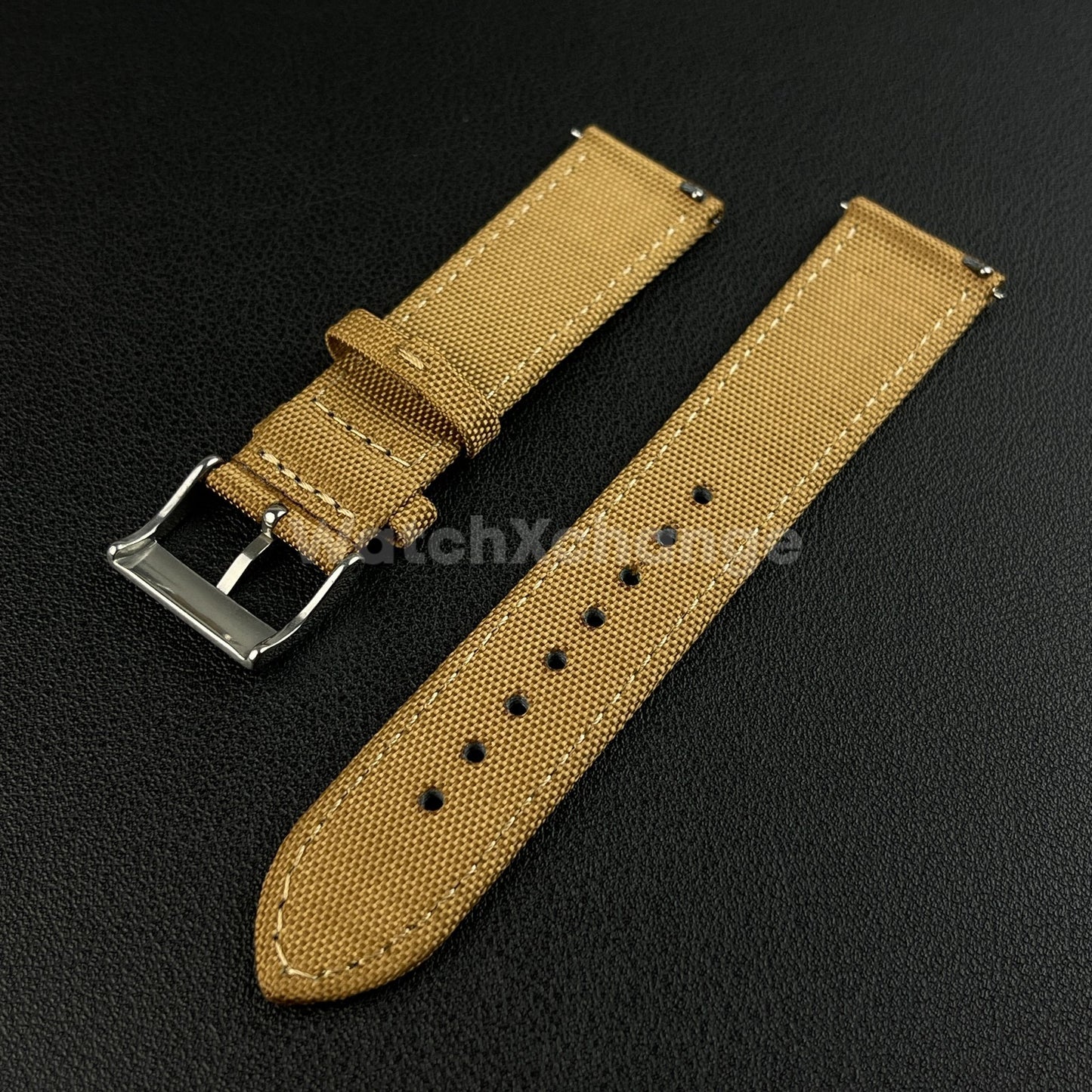 Brown Watch Strap Band Nylon Canvas Sailcloth Quick Release 20mm 22mm 24mm