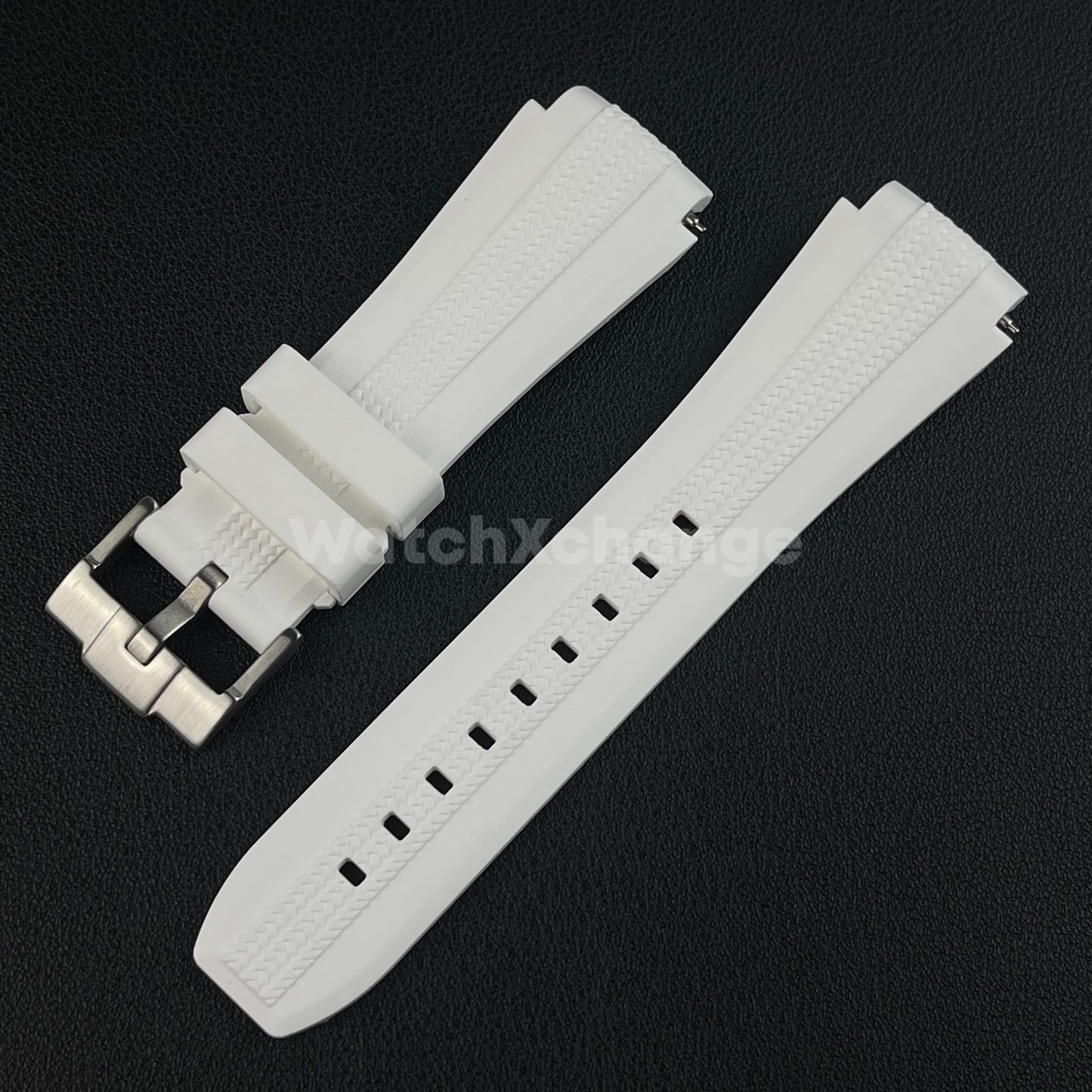 White 20mm Silicone Rubber Curved End Watch Strap Band For Omega Rolex