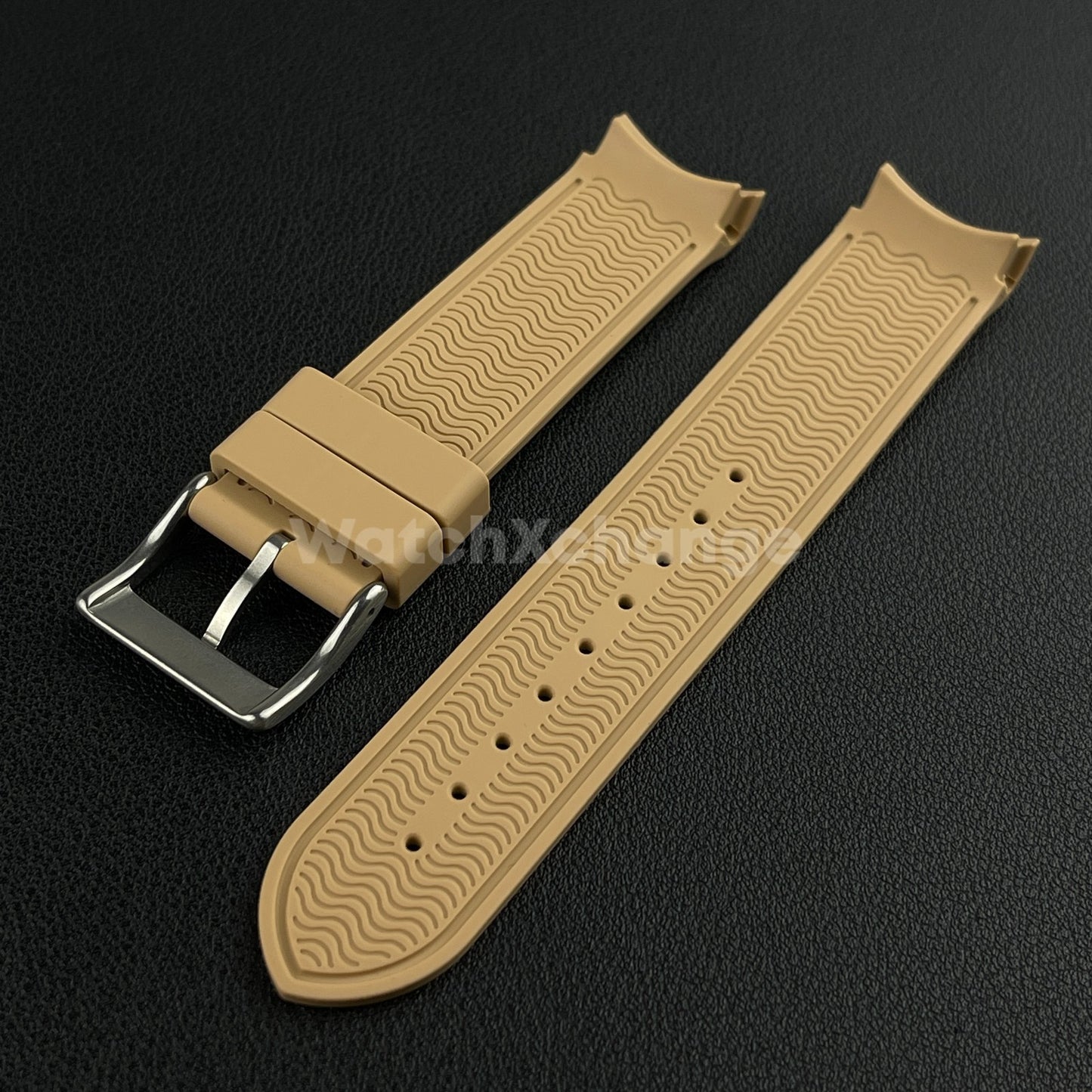 Brown 20mm Silicone Rubber Curved End Watch Strap Band For Omega Rolex