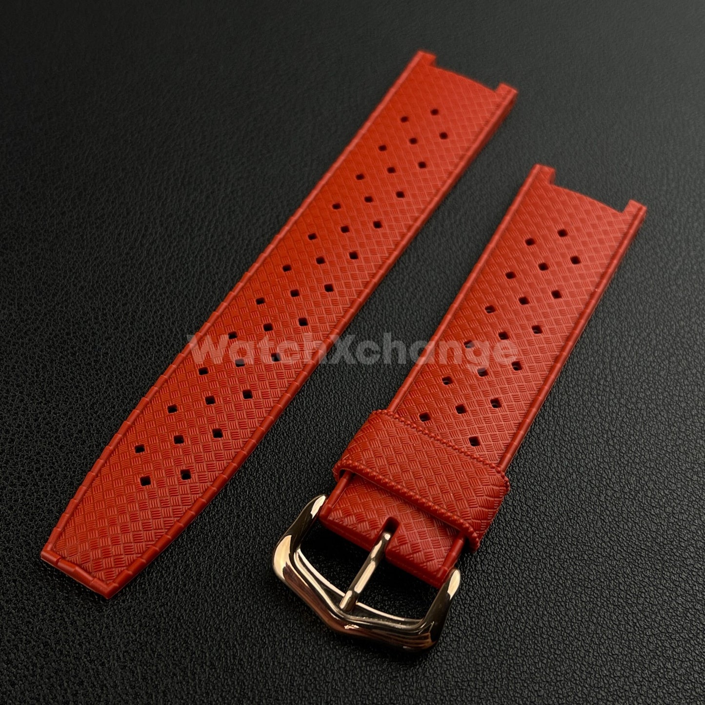Red Rubber Watch Straps Fit For Cartier Pasha Series Metal Buckle Watchband