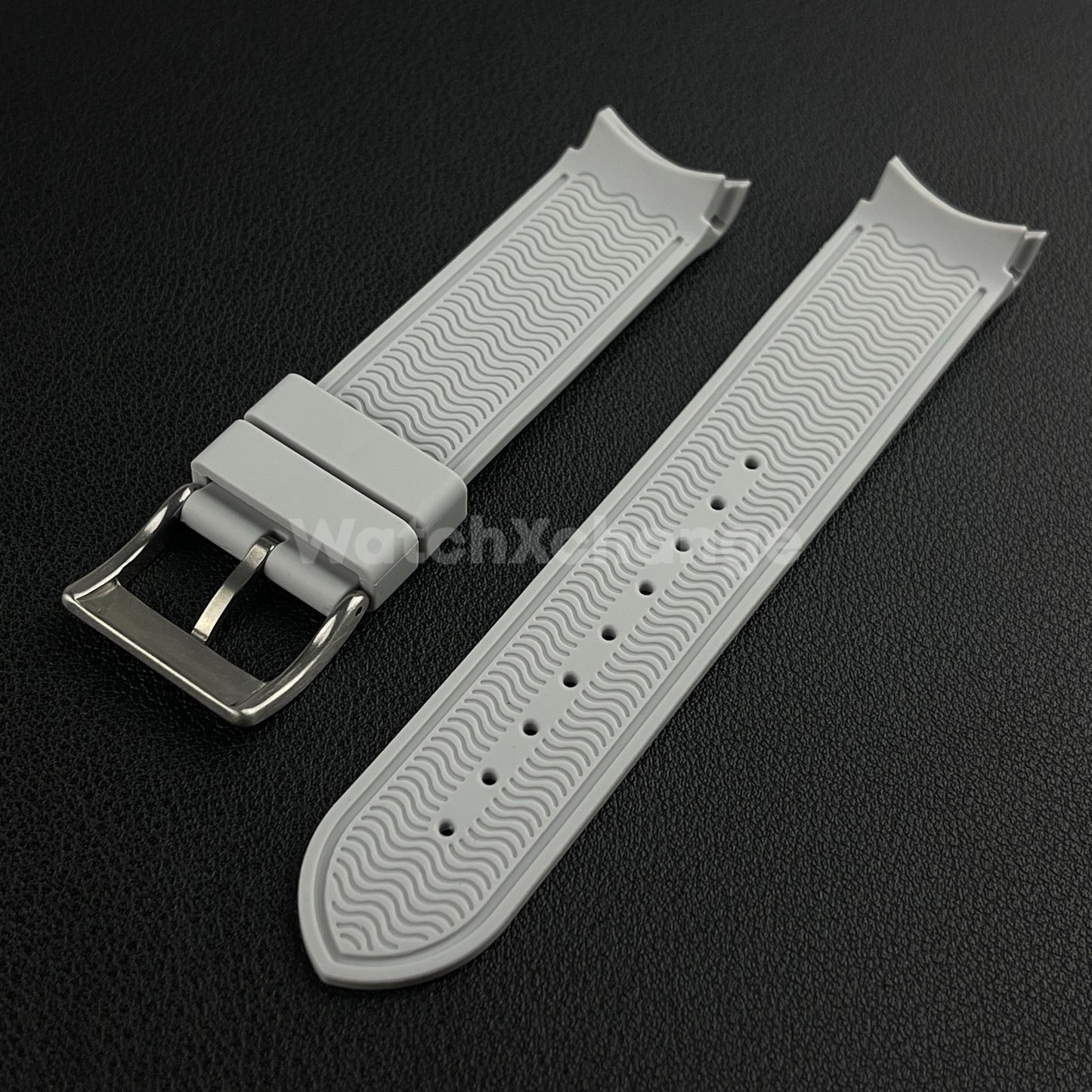 Grey 20mm Silicone Rubber Curved End Watch Strap Band For Omega Rolex