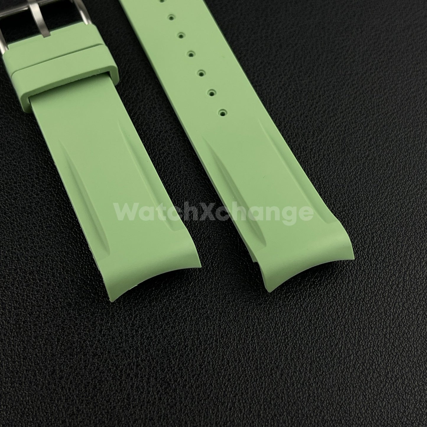 Green 20mm Silicone Rubber Curved End Watch Strap Band For Omega Rolex