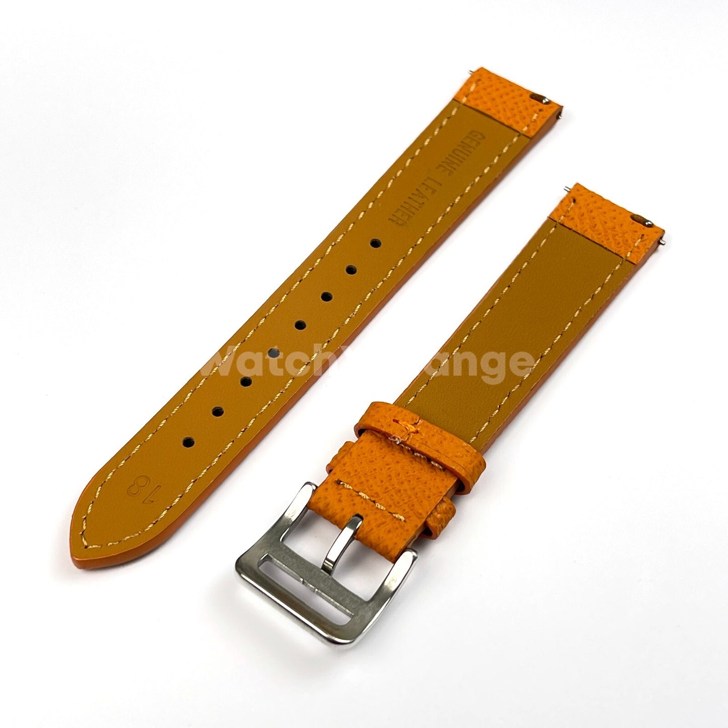 Orange Universal Quick Release Genuine Leather Watch Strap Band 18mm 20mm 22mm