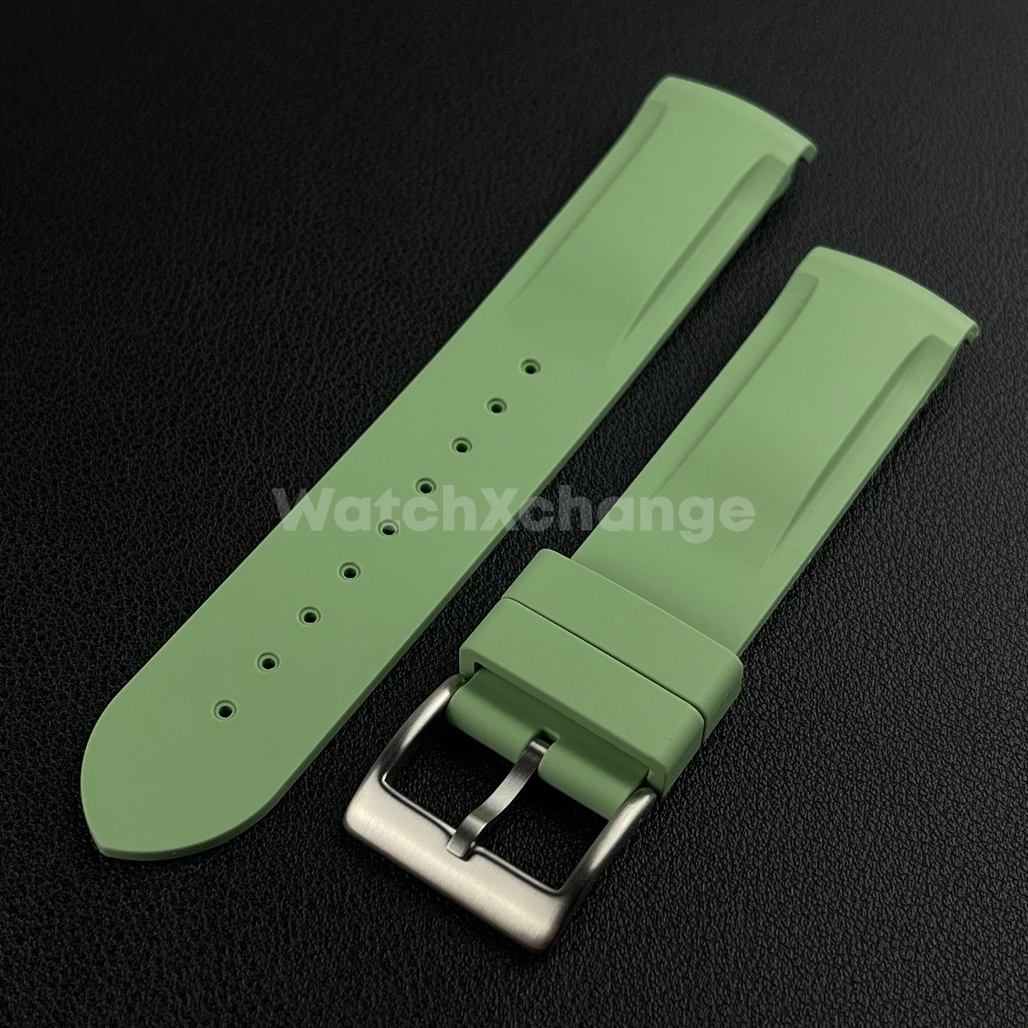 Green 20mm Silicone Rubber Curved End Watch Strap Band For Omega Rolex