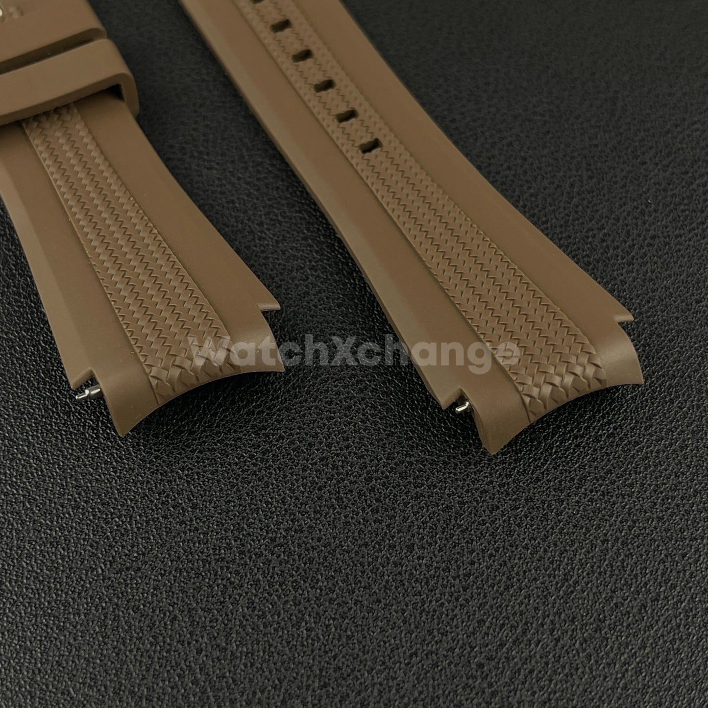 Brown 20mm Silicone Rubber Curved End Watch Strap Band For Omega Rolex