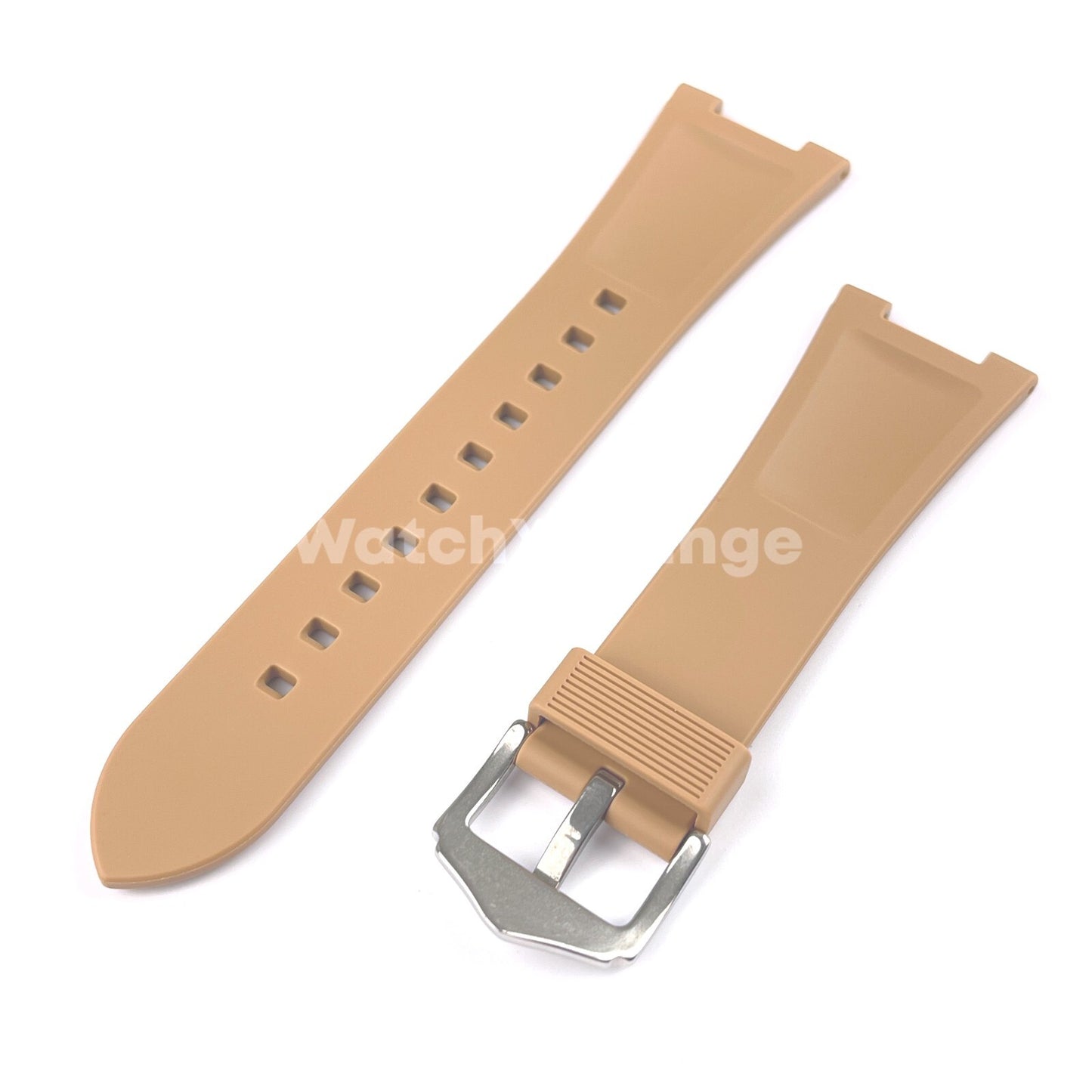 Light Brown Tan 25*12mm Rubber Watch Strap For Patek Phillip Nautilus 5711 5712