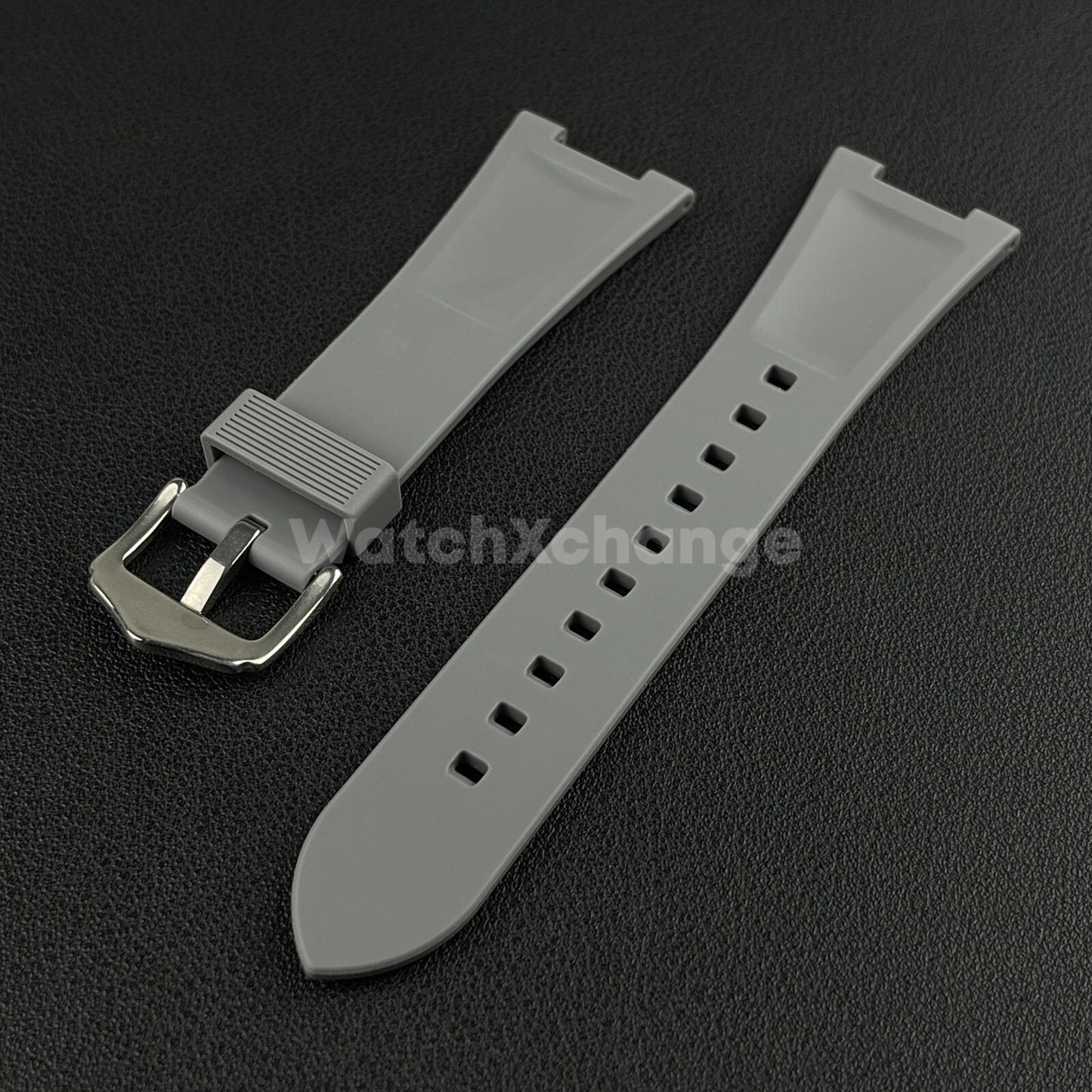 Grey 25*12mm Silicone Rubber Watch Strap For Patek Phillip Nautilus 5711 5712
