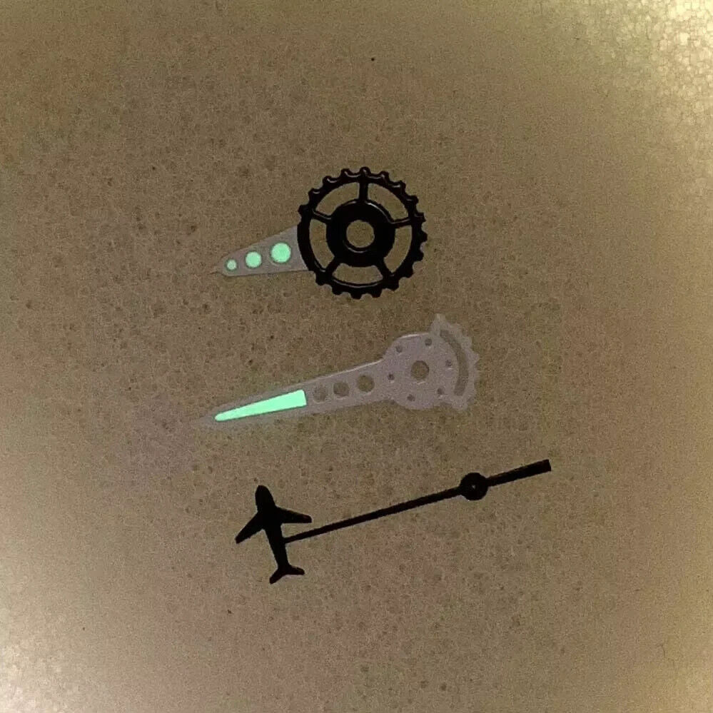Watch Hands with Aircraft For NH34/NH35/NH36/NH70 Movements Luminous Black White