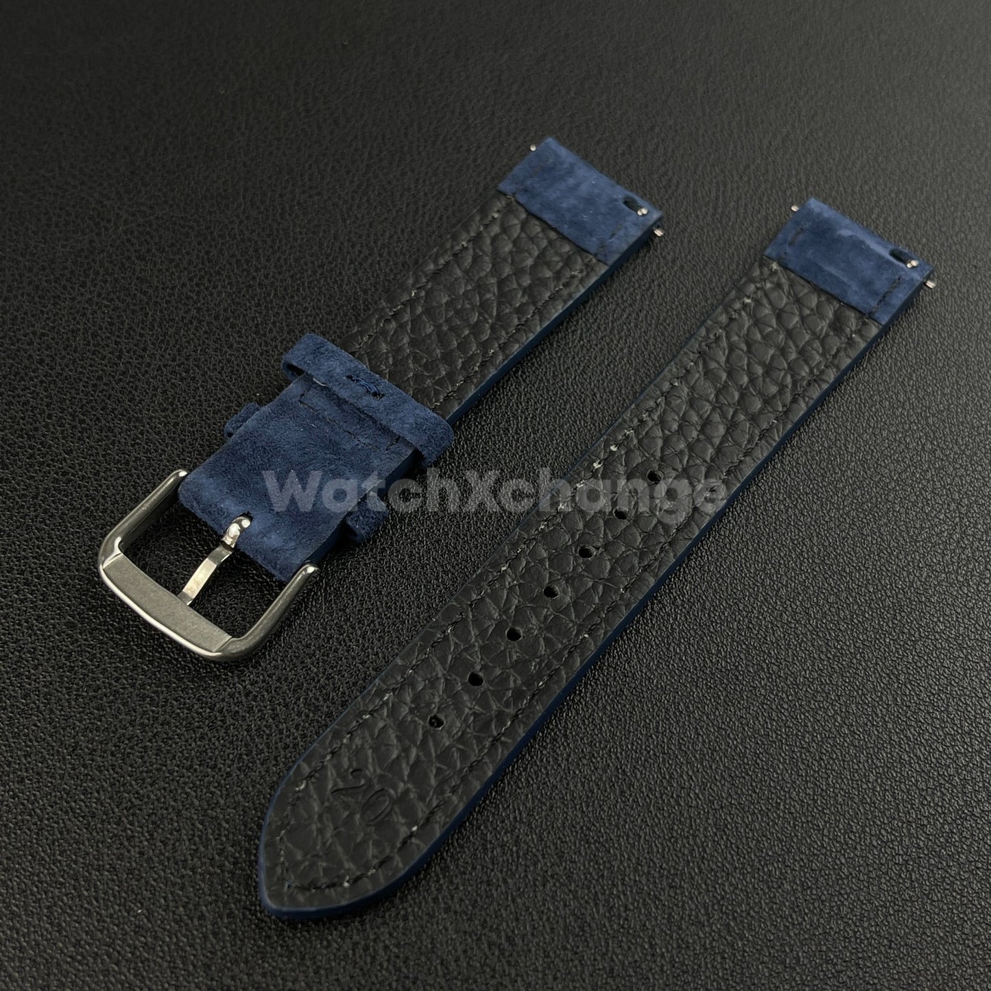 Navy Blue Watch Strap Suede Leather Premium Quick Release Band 18 19 20 22mm