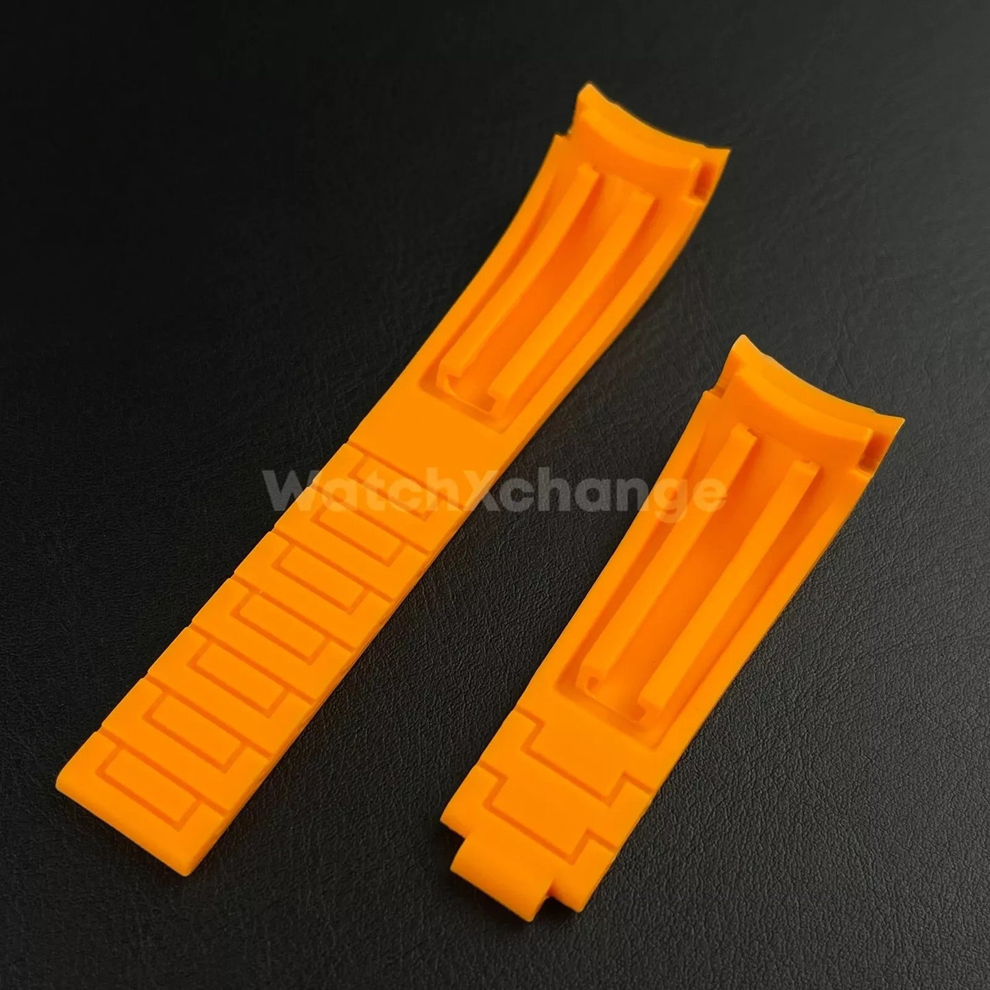 Orange 21mm 22mm Curved Rubber Strap for Rolex DAYTONA SUBMARINER Yacht-Master
