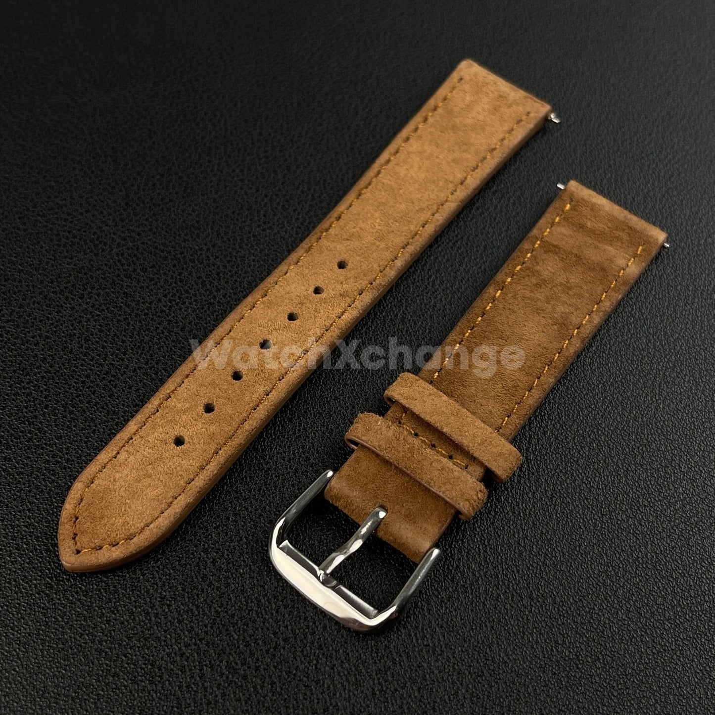 Dark Brown Watch Strap Suede Leather Premium Quick Release Band 18 19 20 22mm