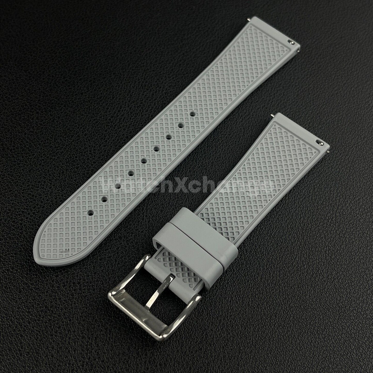 Grey Premium Silicone FKM Rubber Watch Strap Band 20mm 22mm Quick Release