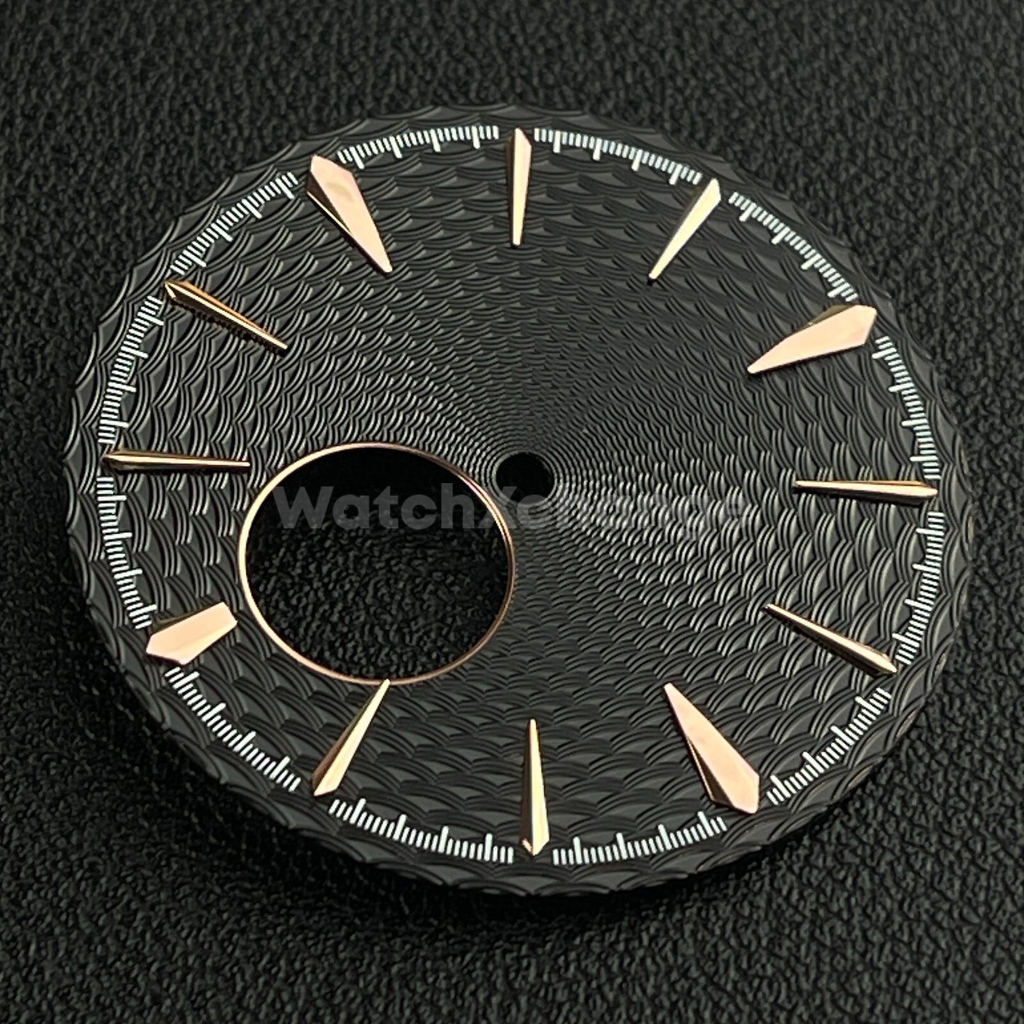 35mm Black & Rose Gold Cocktail Texture Watch Dial Face For Seiko NH38 Movement