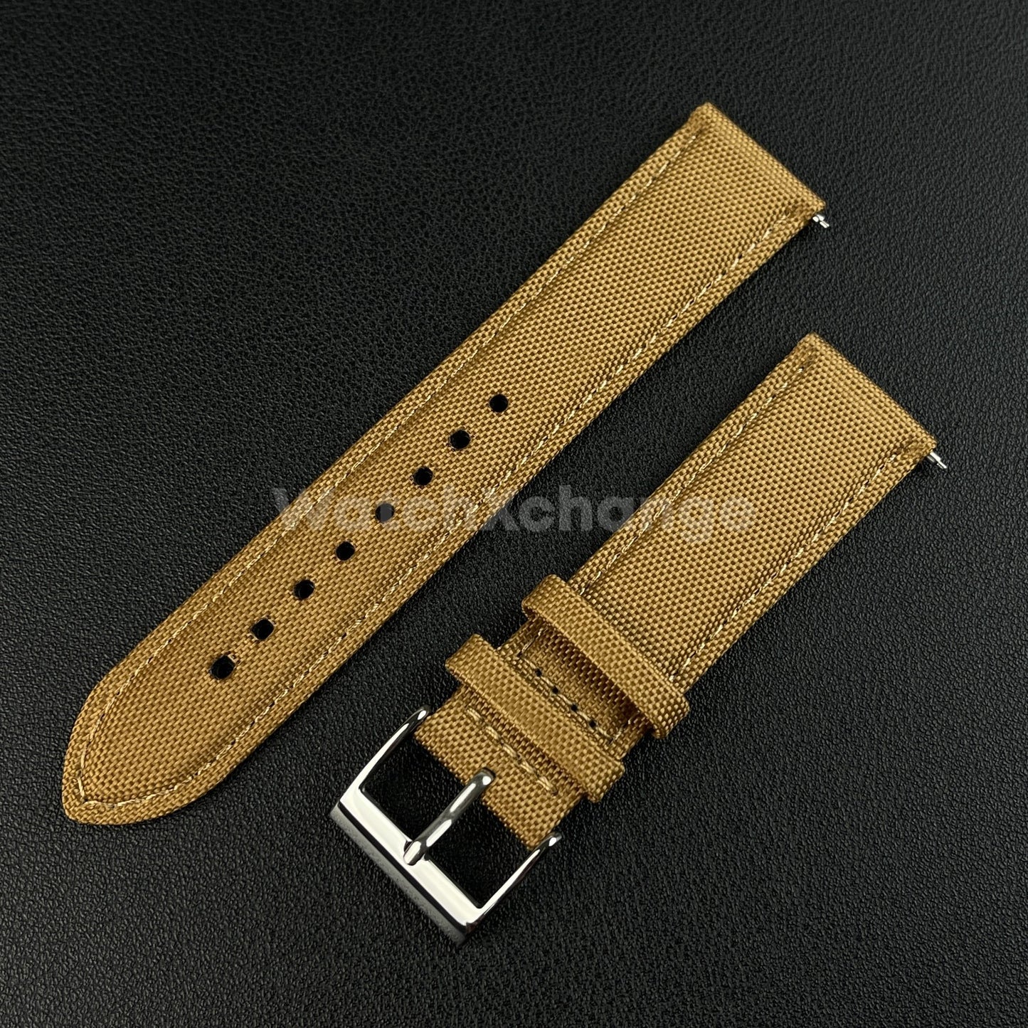 Brown Watch Strap Band Nylon Canvas Sailcloth Quick Release 20mm 22mm 24mm