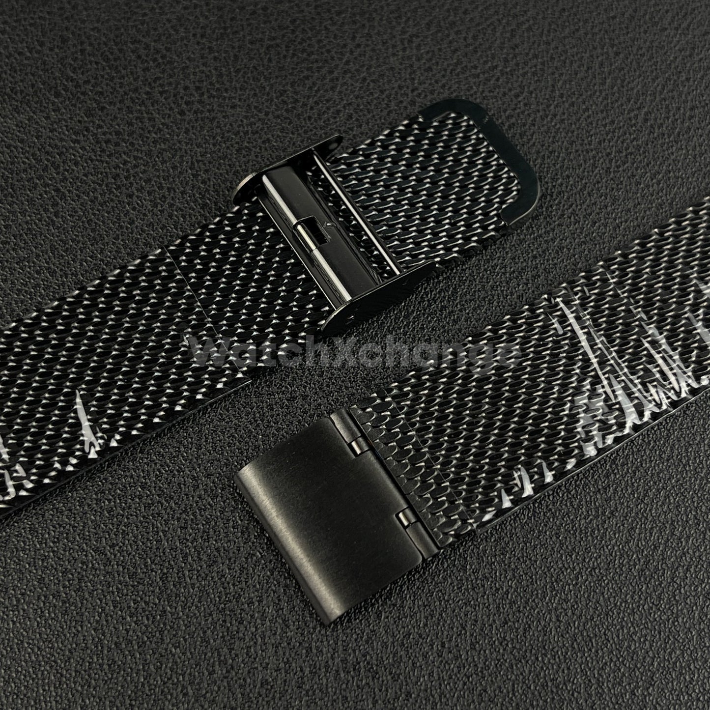Black Milanese Mesh Watch Strap Band Steel Metal Quick Release 18mm - 24mm