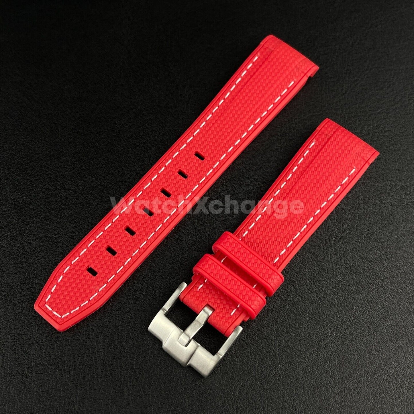 Red 20mm Silicone Rubber Curved End Watch Strap Band For Omega Rolex