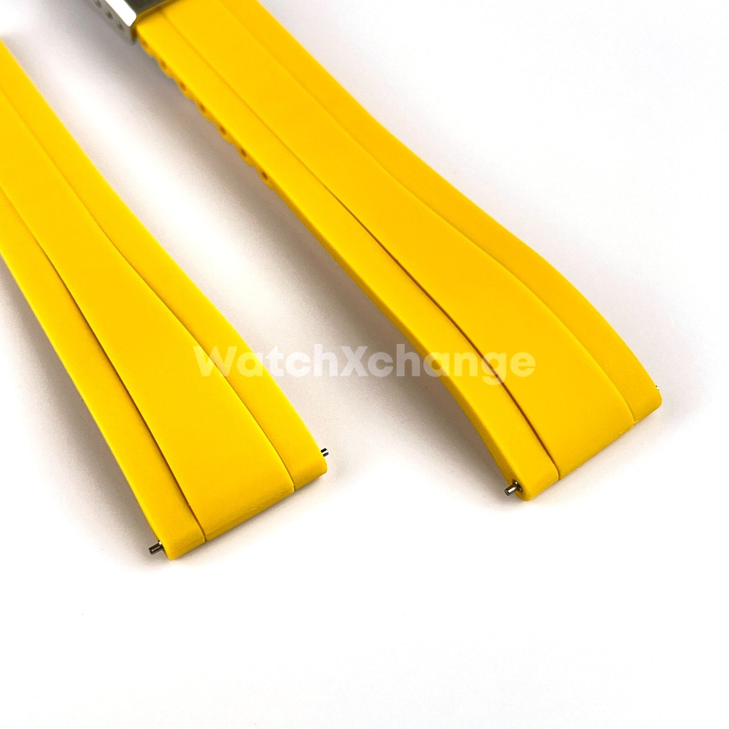 Yellow Rubber Watch Strap Deployment Clasp Cut To Size Quick Release 20mm 22mm