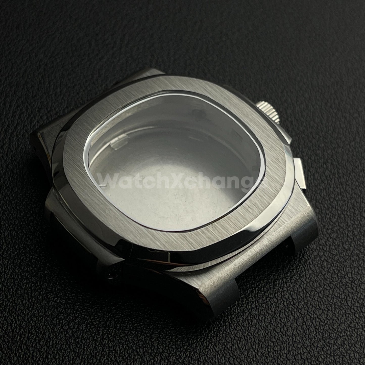 40mm Silver Stainless Steel Watch Case with Strap for VK63 Quartz Movement