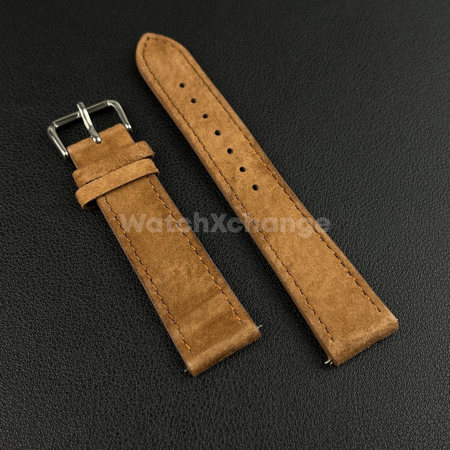Dark Brown Watch Strap Suede Leather Premium Quick Release Band 18 19 20 22mm