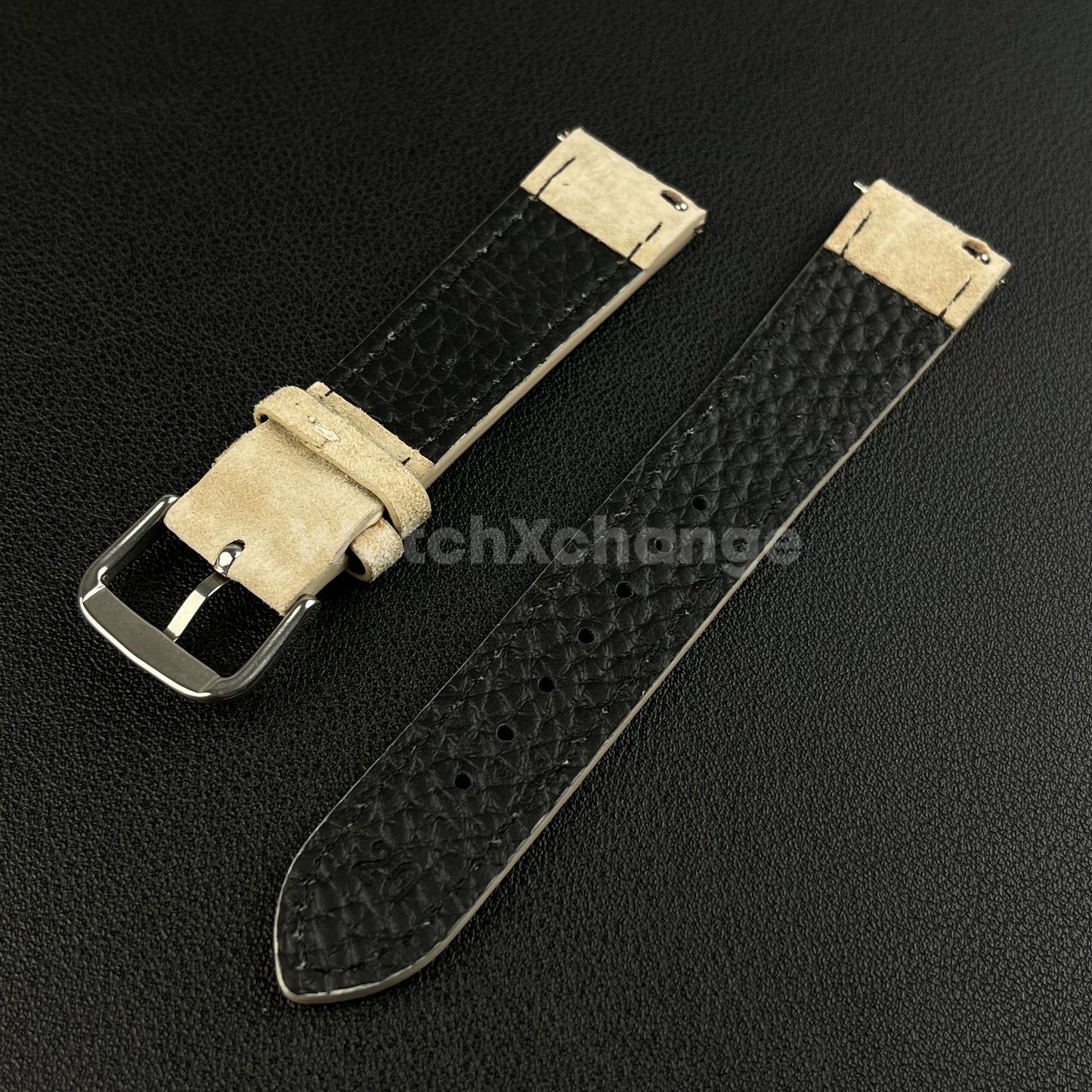 Beige Watch Strap Suede Leather Premium Quick Release Band 18 19 20 22mm