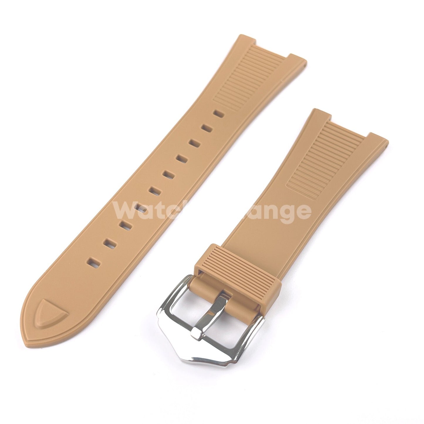 Light Brown Tan 25*12mm Rubber Watch Strap For Patek Phillip Nautilus 5711 5712